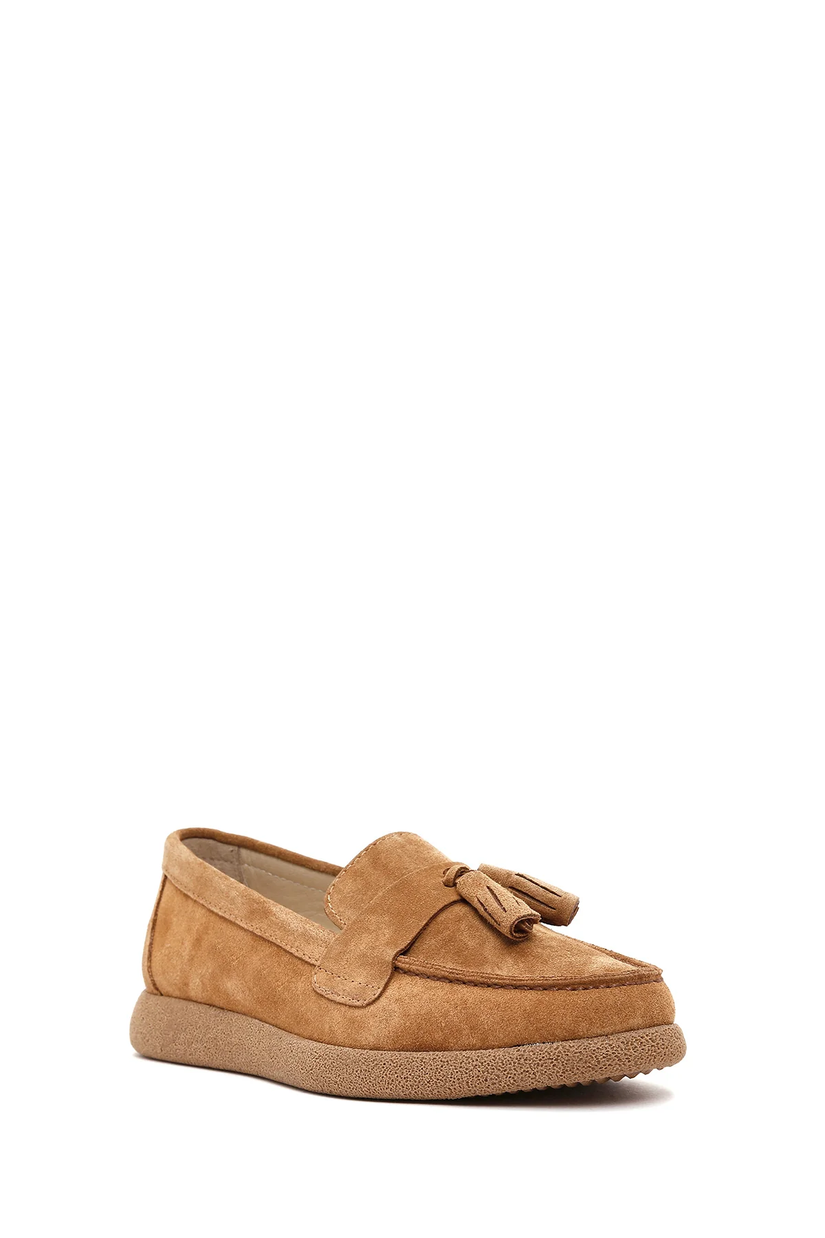 Kadın Taba Süet Deri Konfor Loafer - Image 7