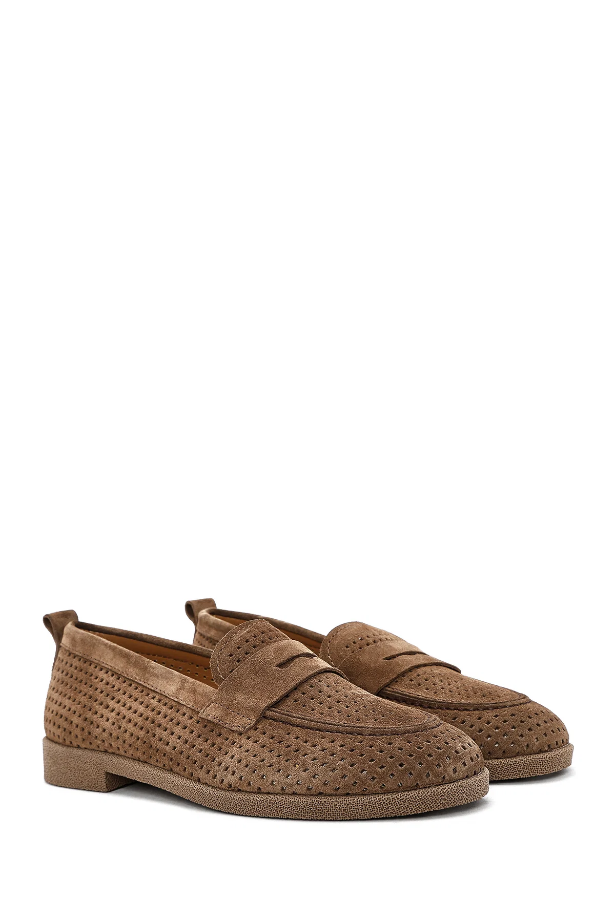 Kadın Taba Süet Deri Loafer - Image 3