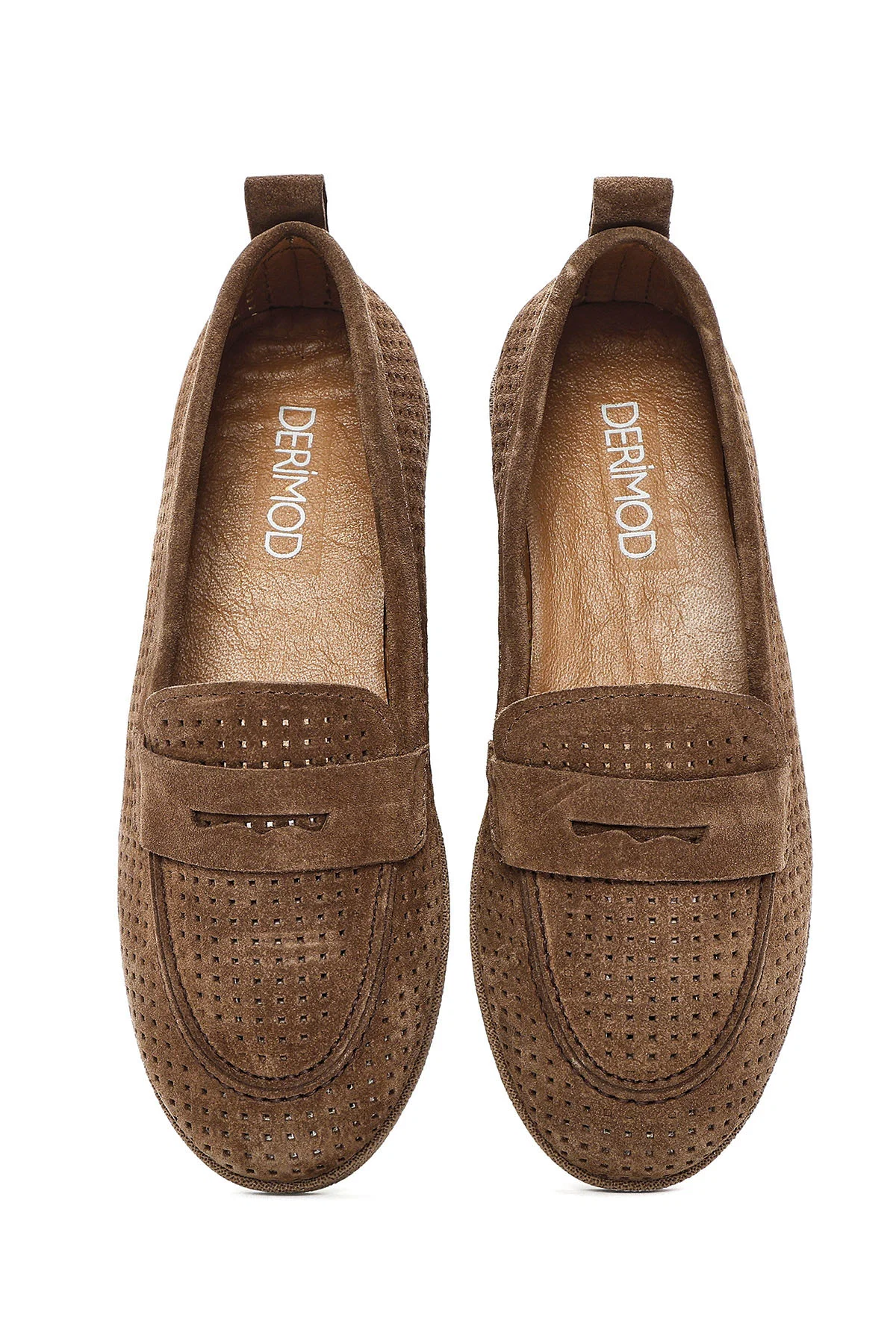 Kadın Taba Süet Deri Loafer - Image 6