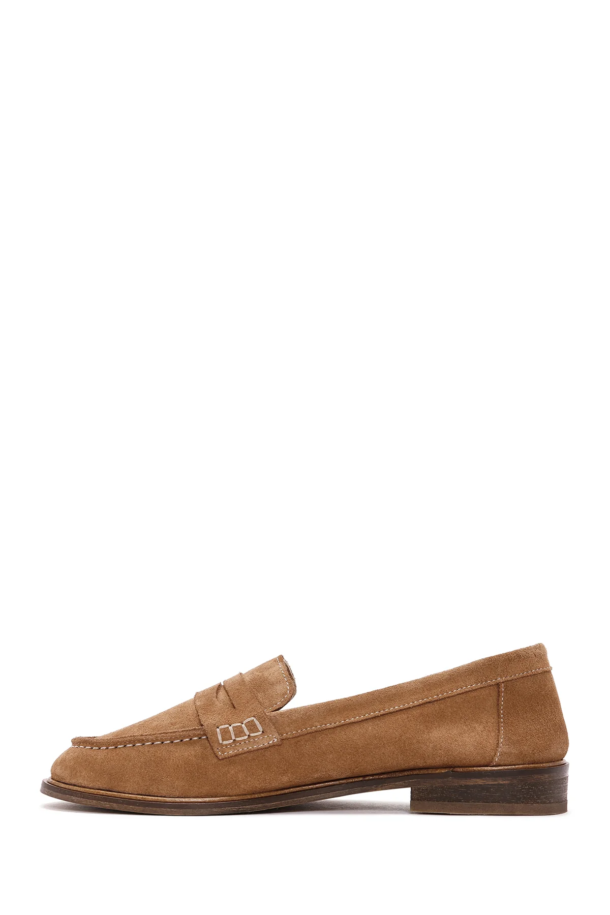 Kadın Taba Süet Deri Maskülen Loafer - Image 3