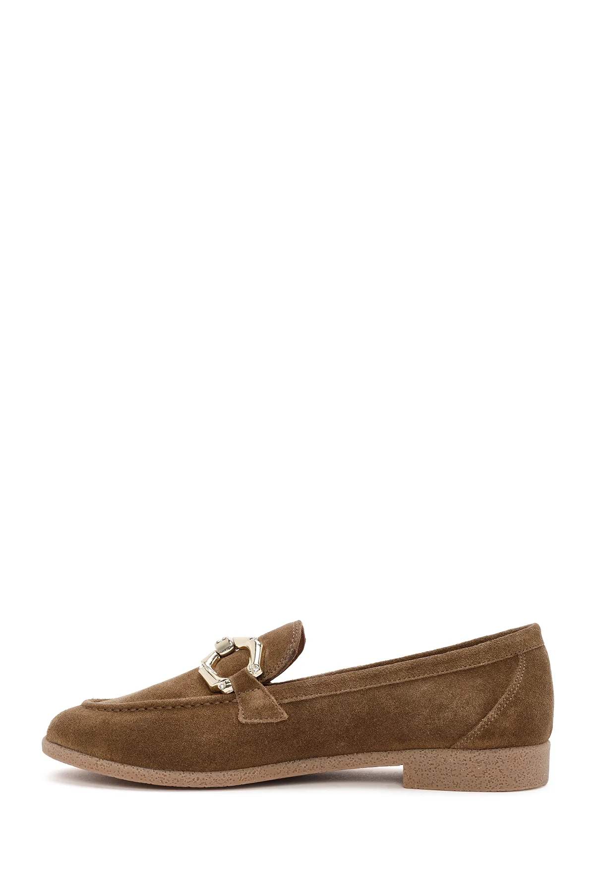 Kadın Taba Süet Deri Maskülen Loafer - Image 2