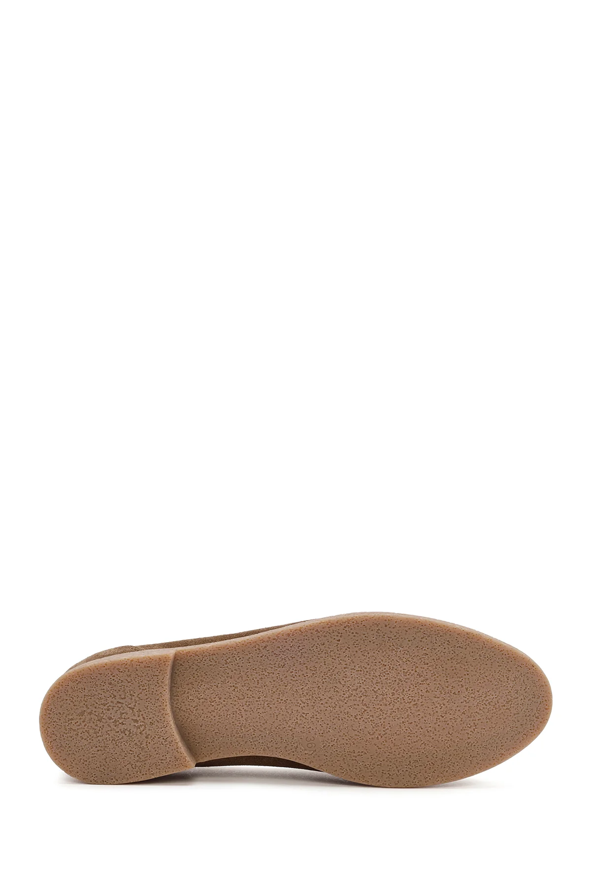 Kadın Taba Süet Deri Maskülen Loafer - Image 4