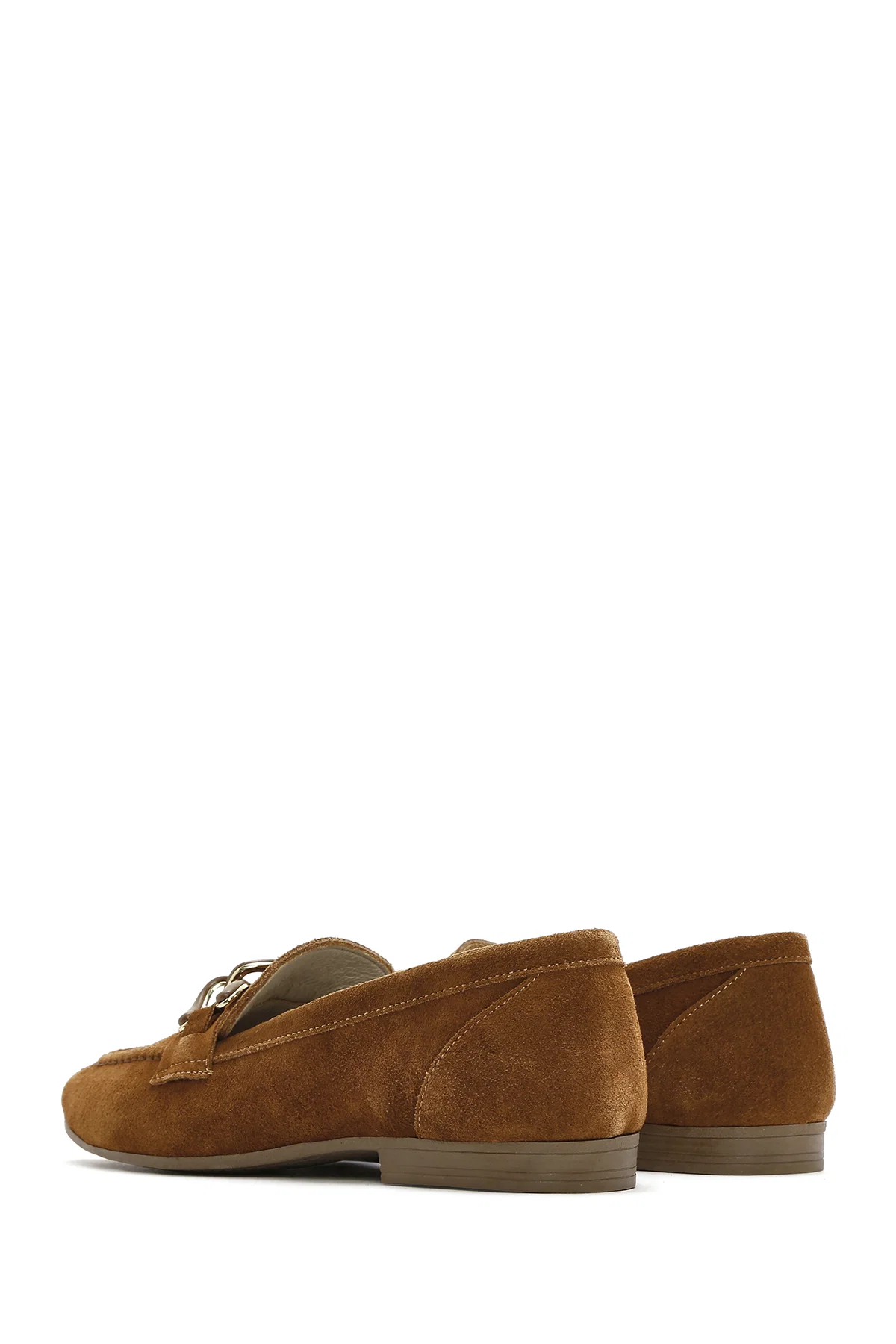 Kadın Taba Süet Deri Maskülen Loafer - Image 5