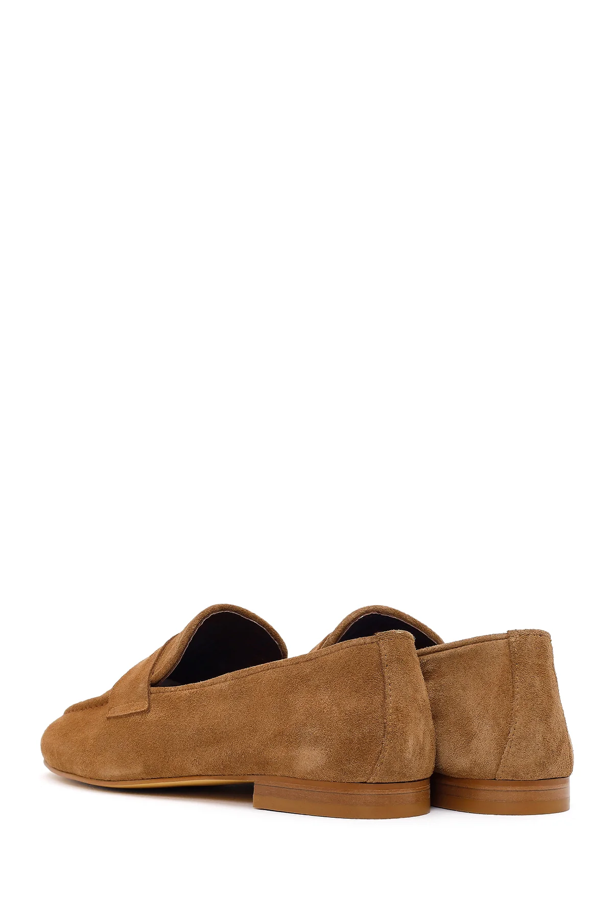 Kadın Taba Süet Deri Maskülen Loafer - Image 6