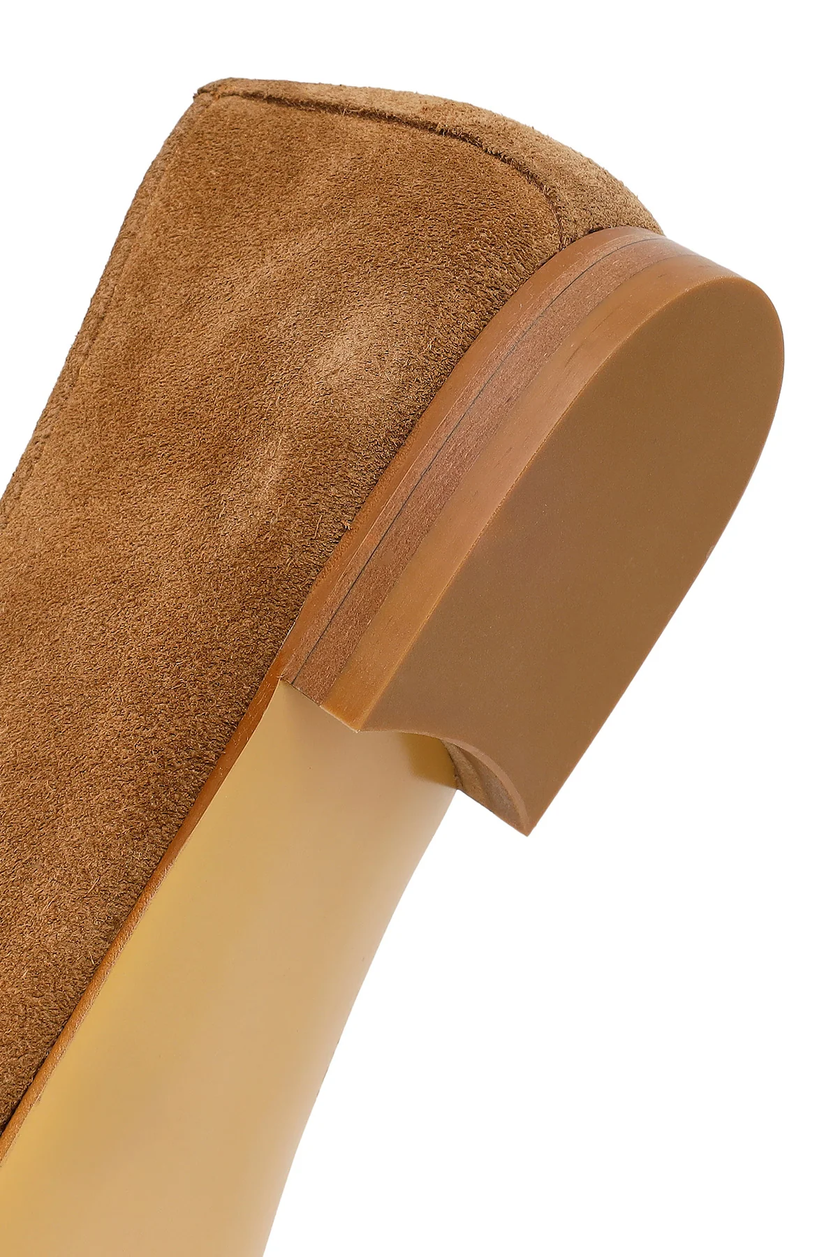 Kadın Taba Süet Deri Maskülen Loafer - Image 8