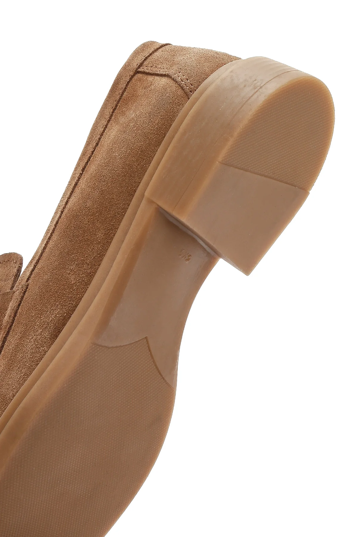 Kadın Taba Taşlı Süet Deri Maskülen Loafer - Image 9