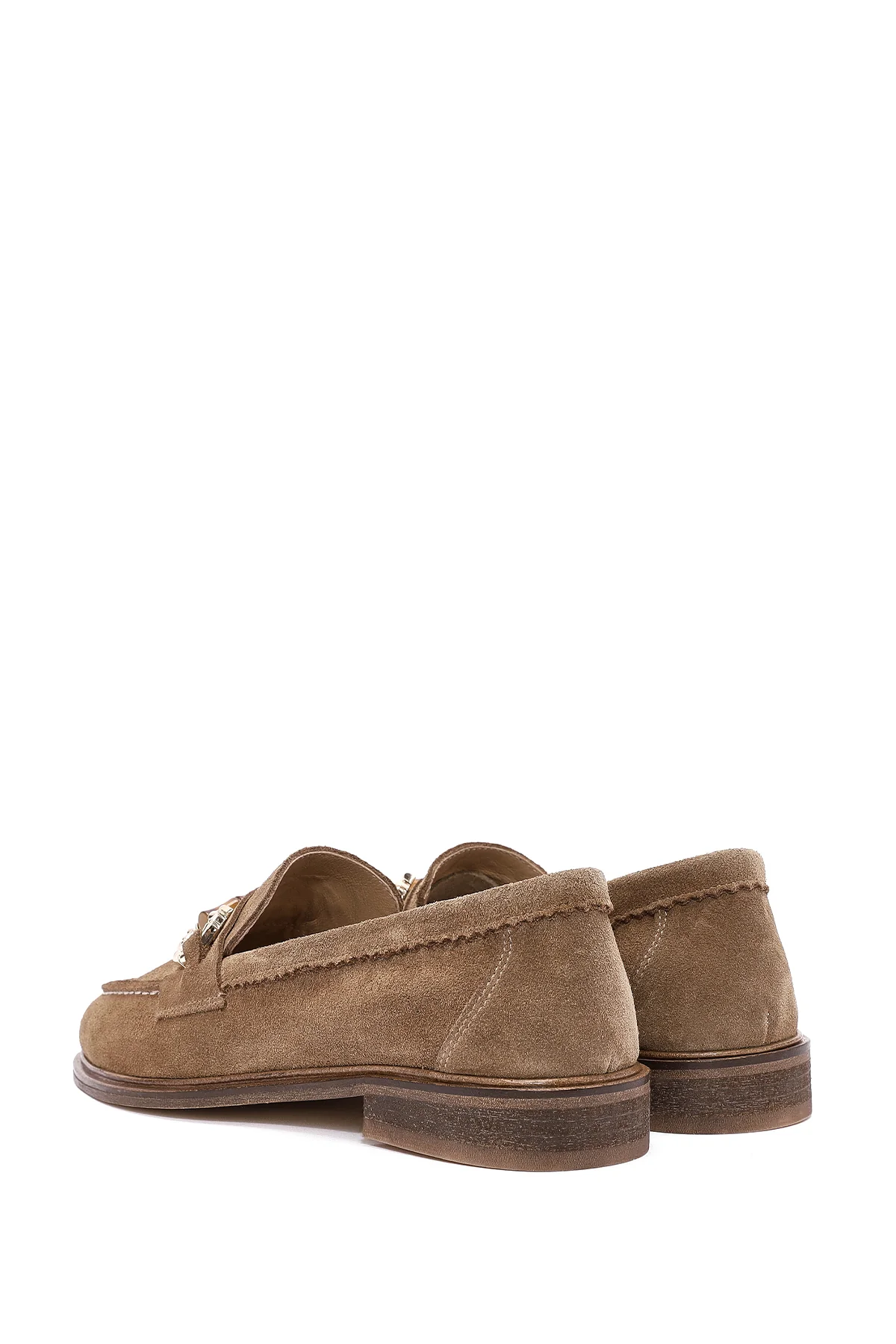 Kadın Taba Toka Detaylı Süet Deri Maskülen Loafer - Image 6