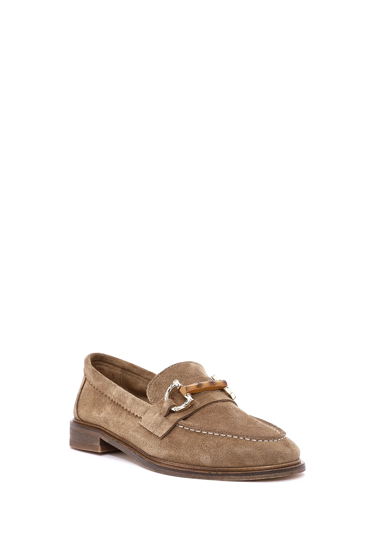 Kadın Taba Toka Detaylı Süet Deri Maskülen Loafer - Image 7