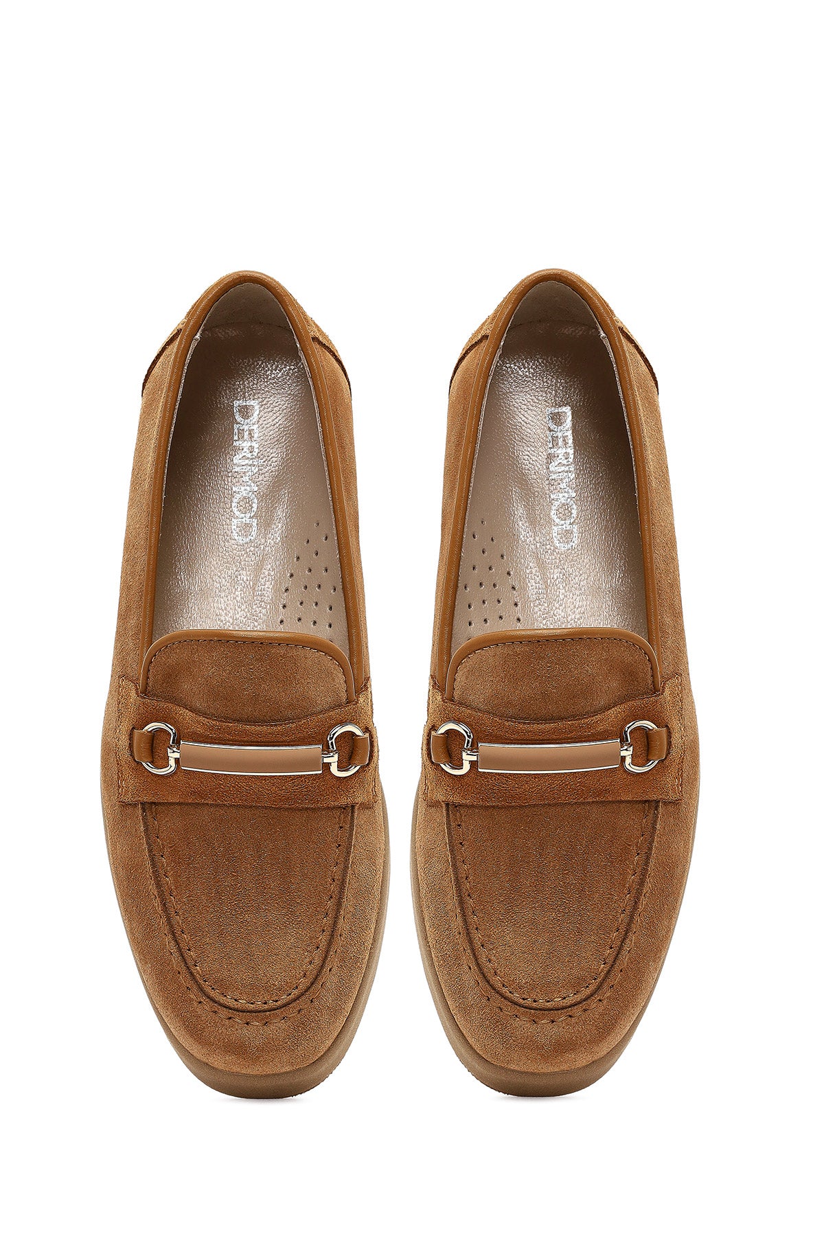 Kadın Taba Tokalı Süet Deri Comfort Loafer - Image 7