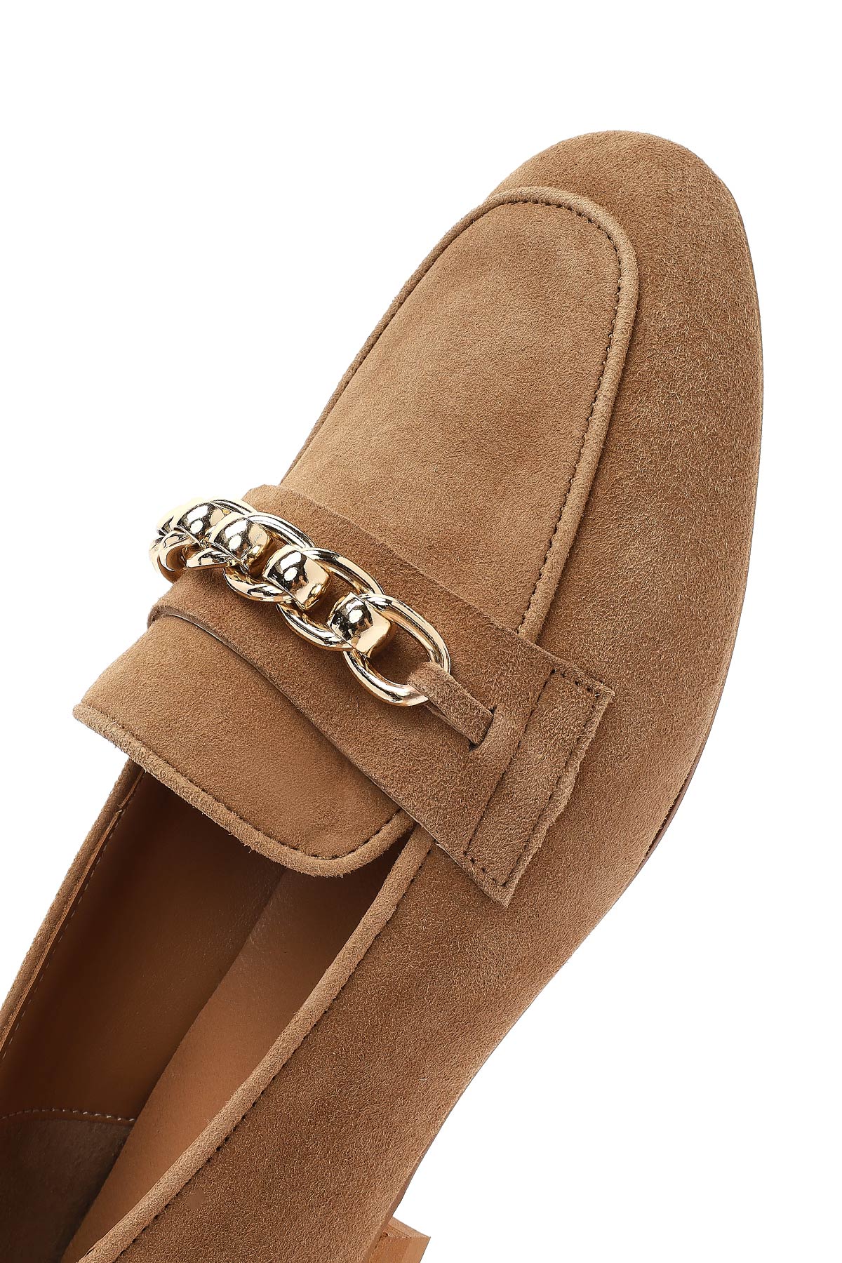 Kadın Taba Tokalı Süet Deri Loafer - Image 10