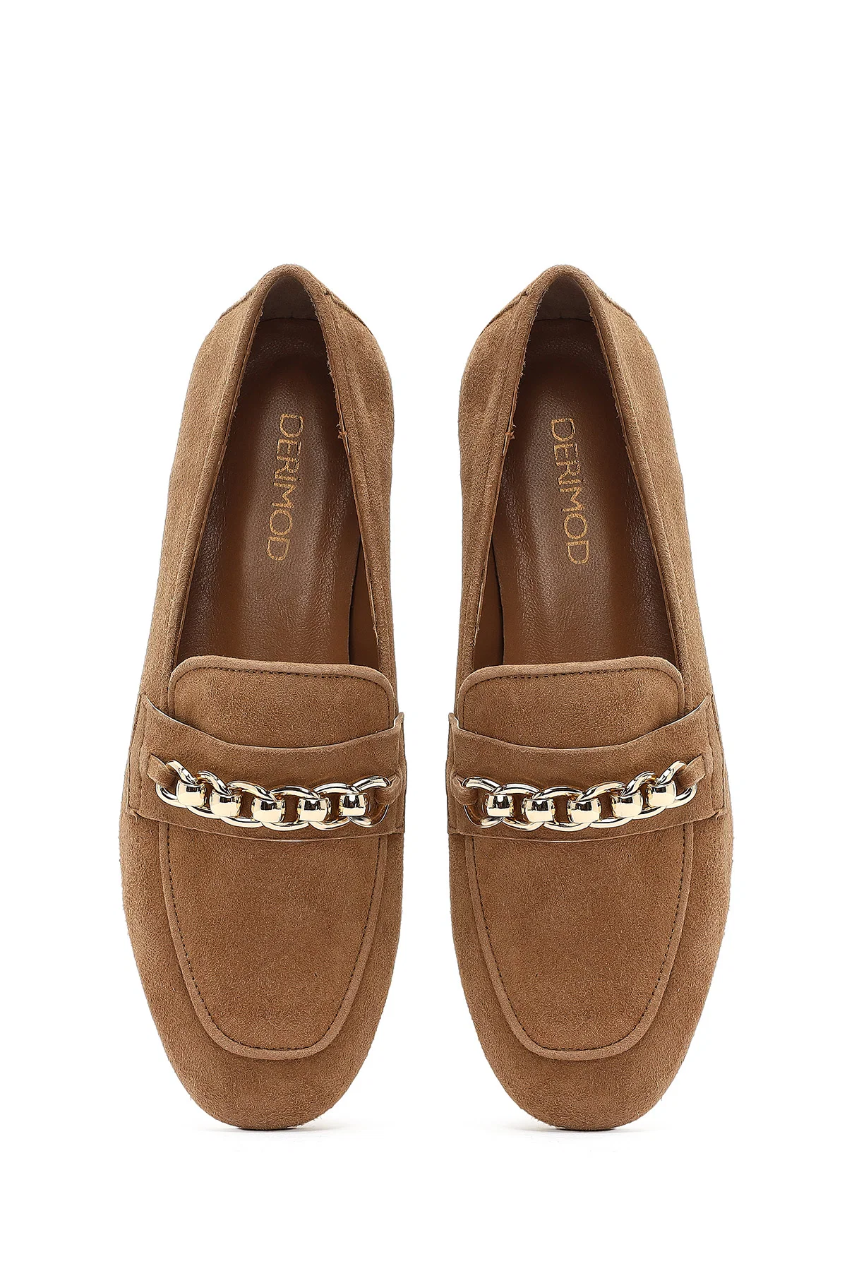 Kadın Taba Tokalı Süet Deri Loafer - Image 7