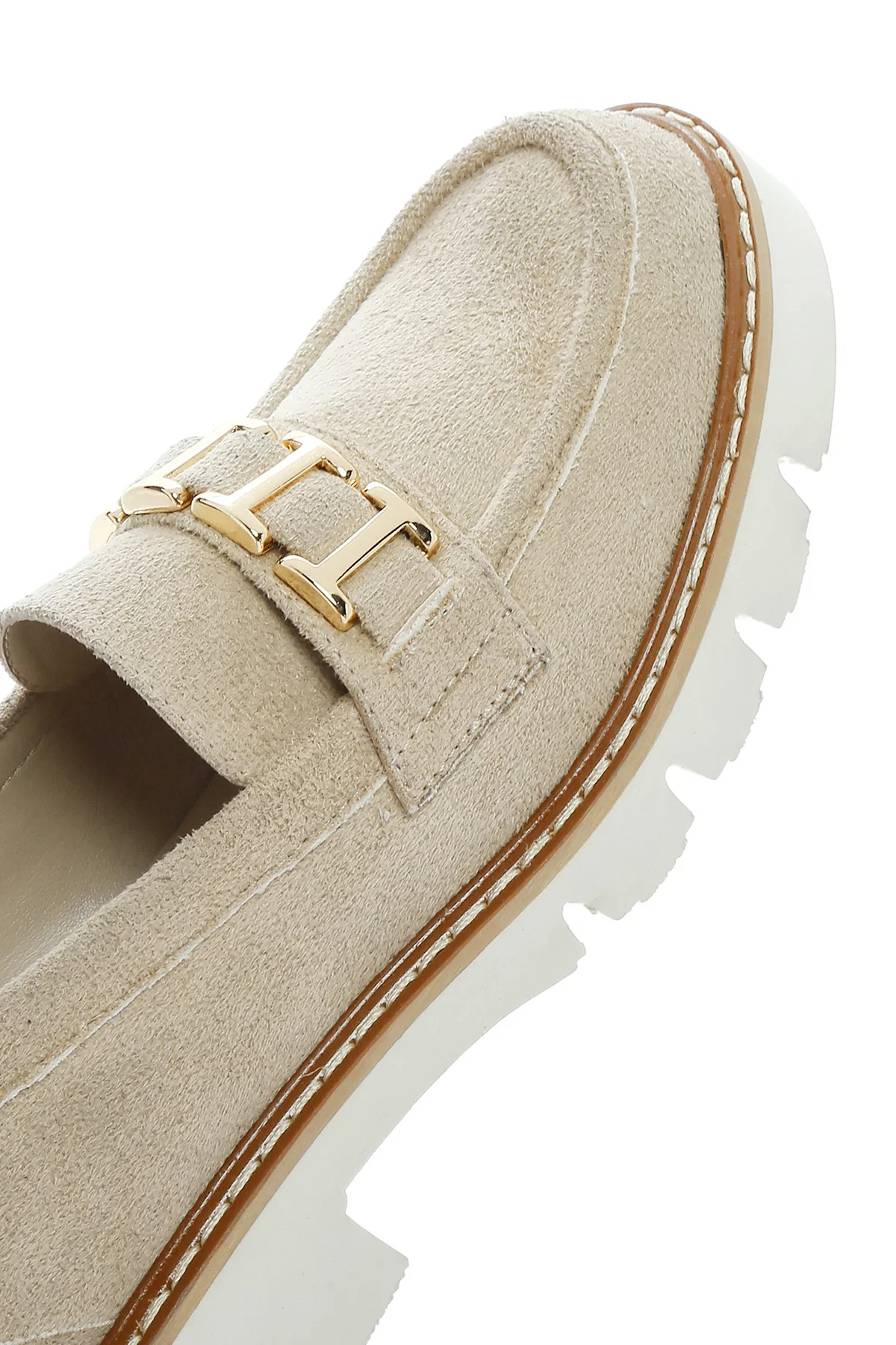 Kadın Taba Tokalı Süet Maskülen Loafer - Image 10