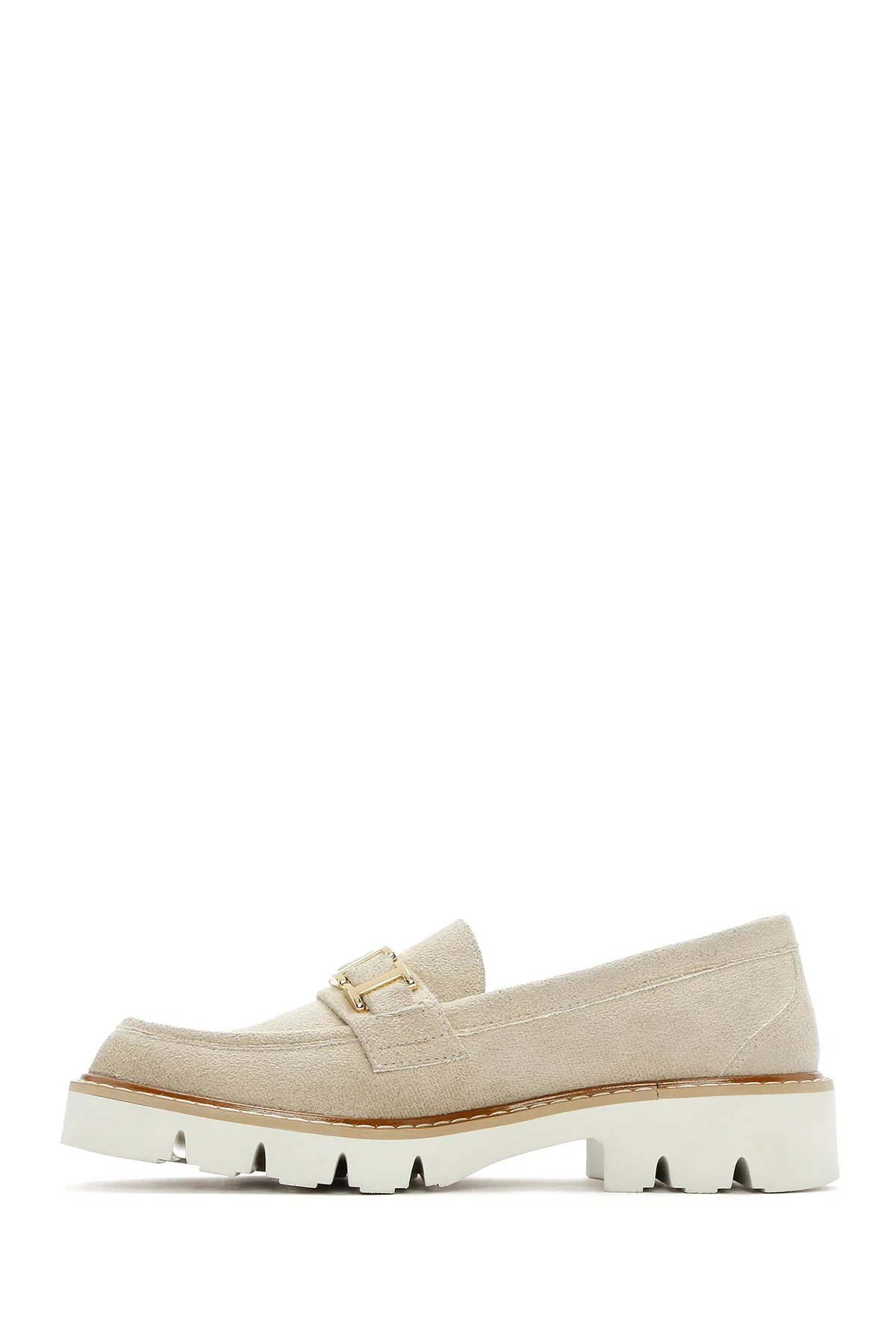 Kadın Taba Tokalı Süet Maskülen Loafer - Image 2