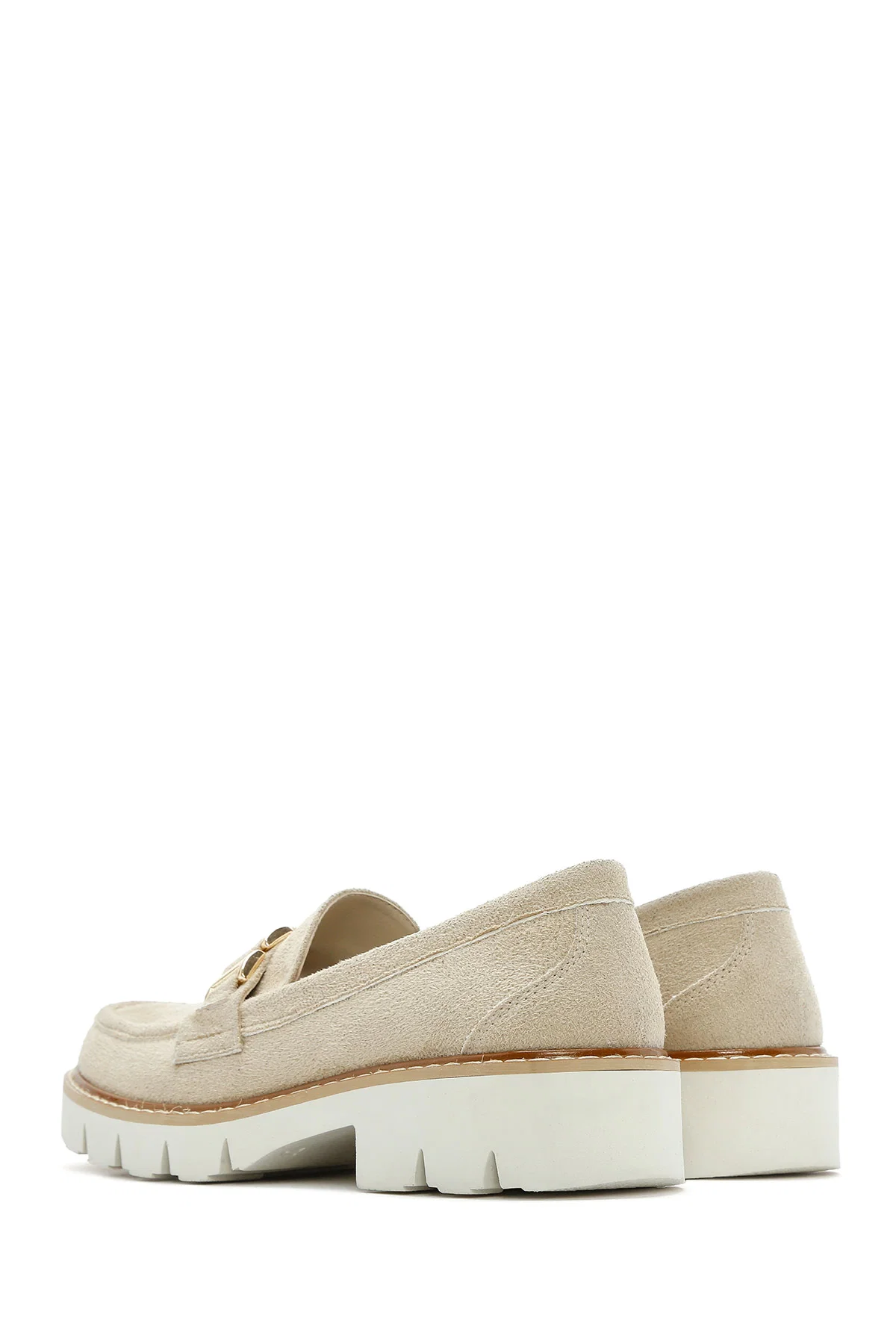 Kadın Taba Tokalı Süet Maskülen Loafer - Image 5