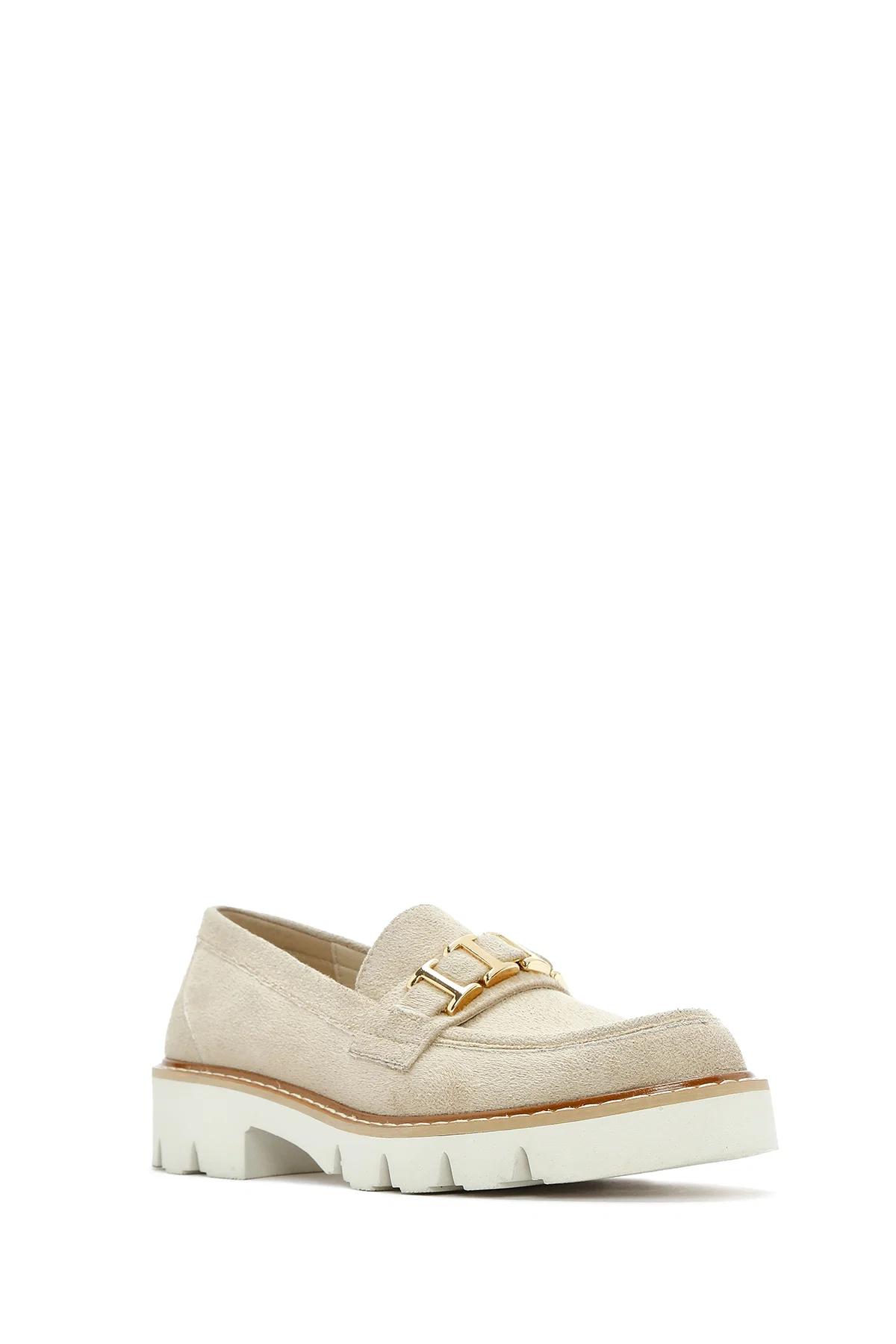 Kadın Taba Tokalı Süet Maskülen Loafer - Image 6