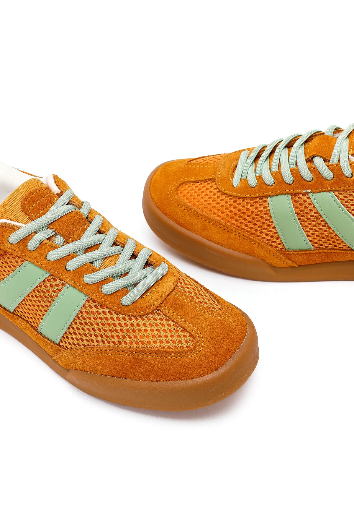 Kadın Turuncu Bağcıklı Deri Sneaker - Image 10