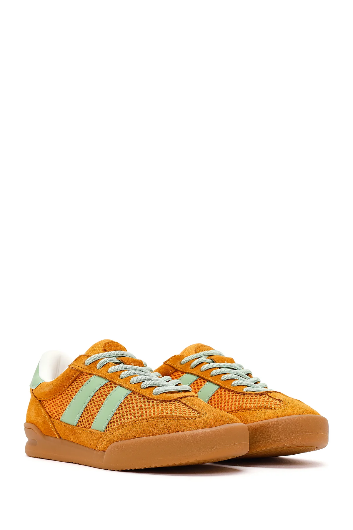 Kadın Turuncu Bağcıklı Deri Sneaker - Image 2