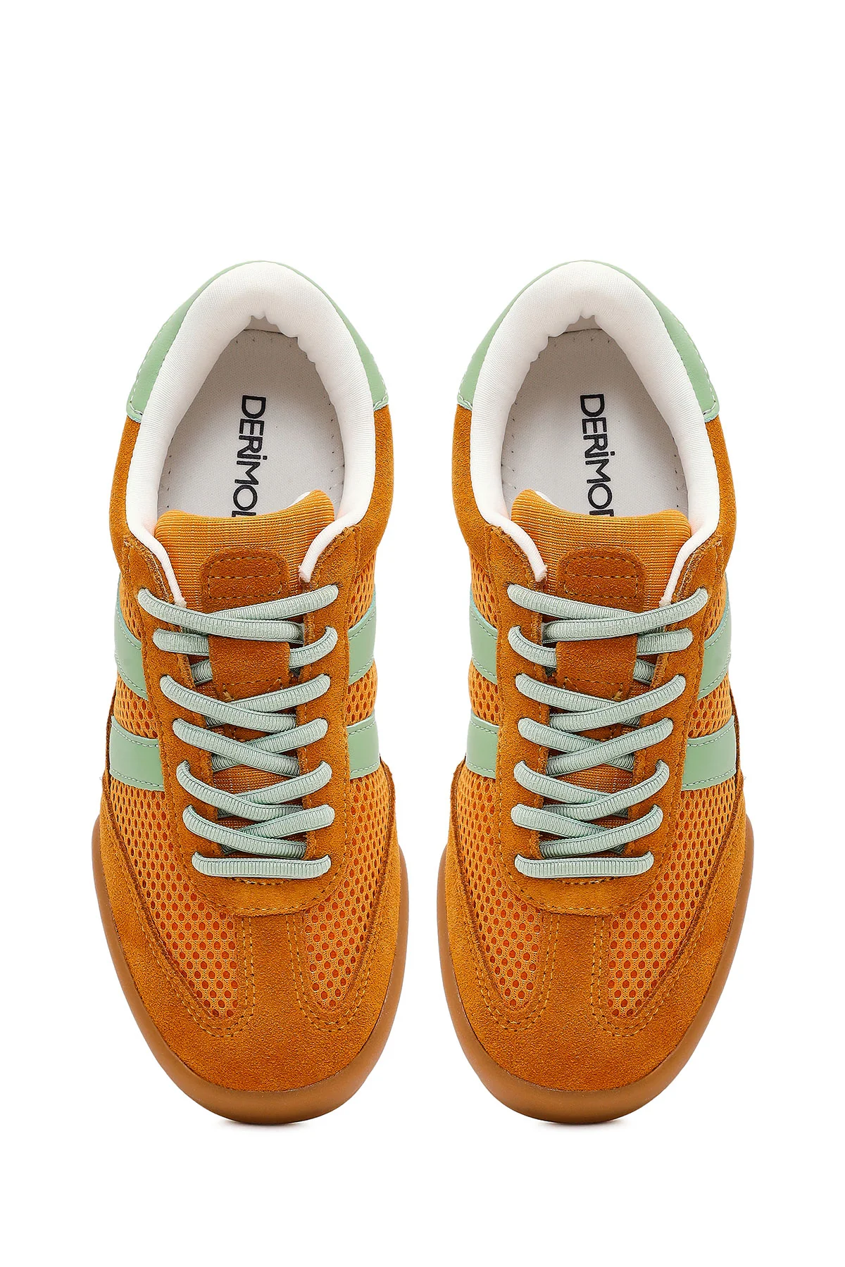Kadın Turuncu Bağcıklı Deri Sneaker - Image 4