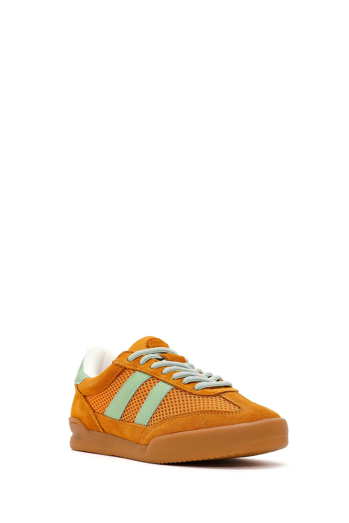 Kadın Turuncu Bağcıklı Deri Sneaker - Image 7