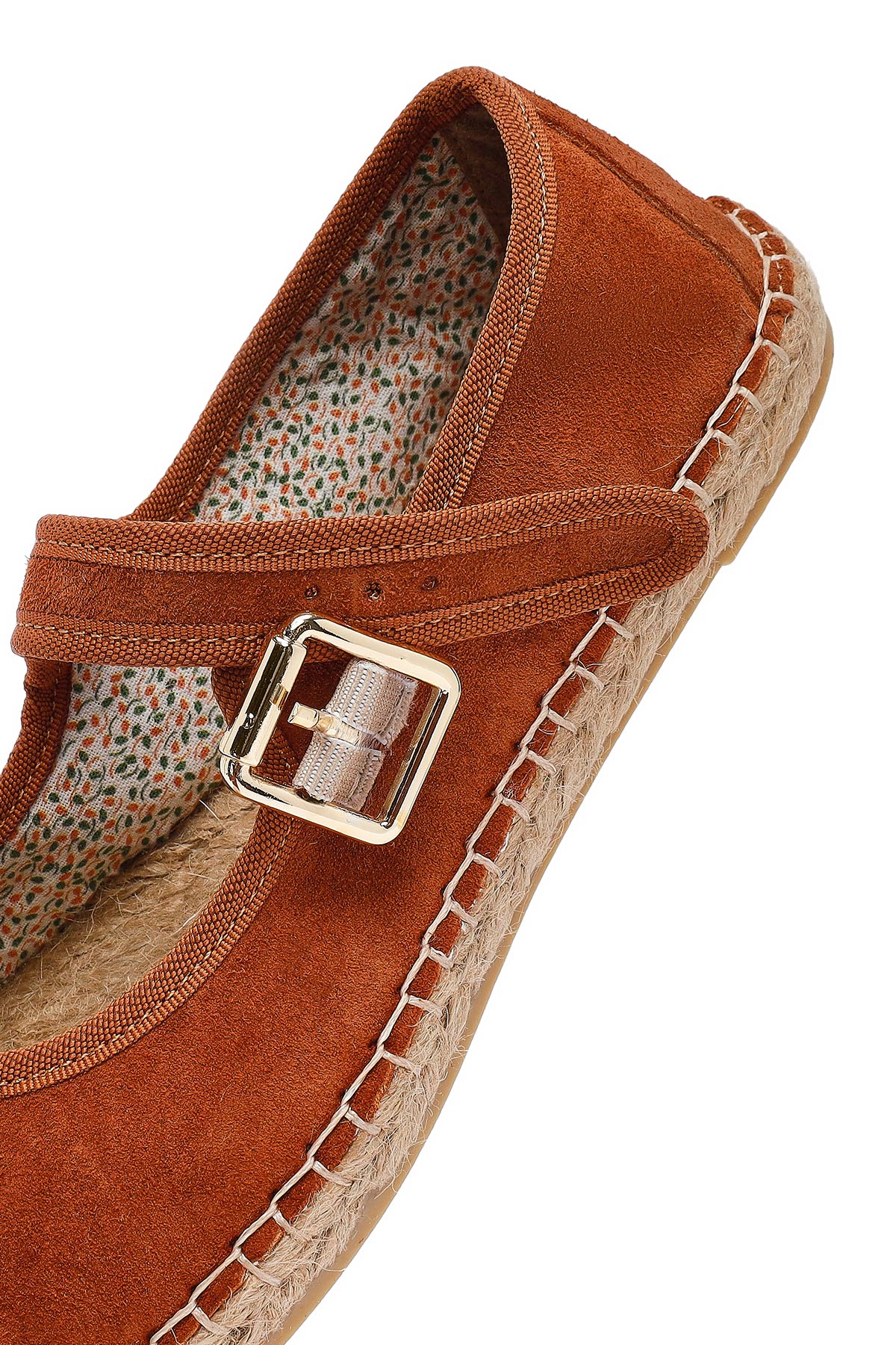 Kadın Turuncu Bantlı Süet Espadril - Image 9