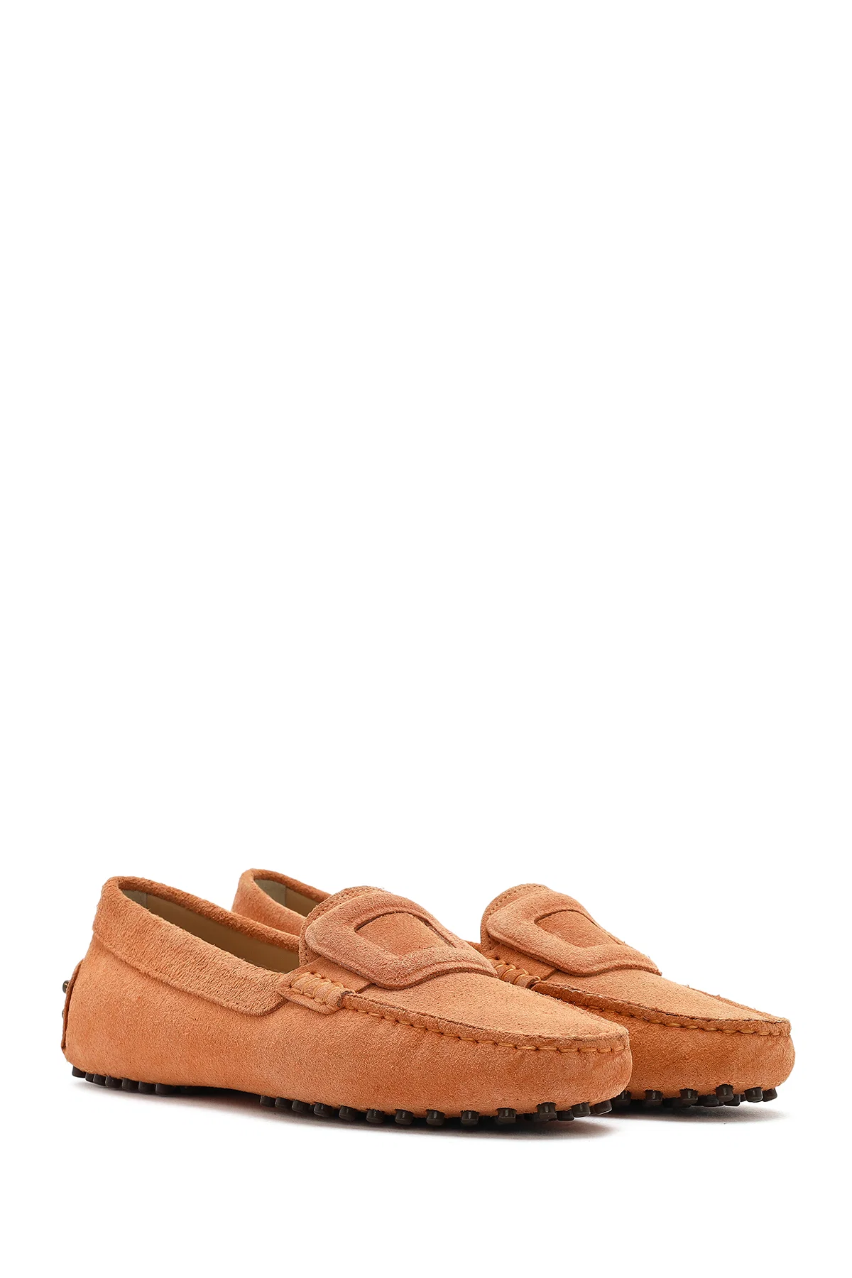 Kadın Turuncu Süet Deri Loafer - Image 3