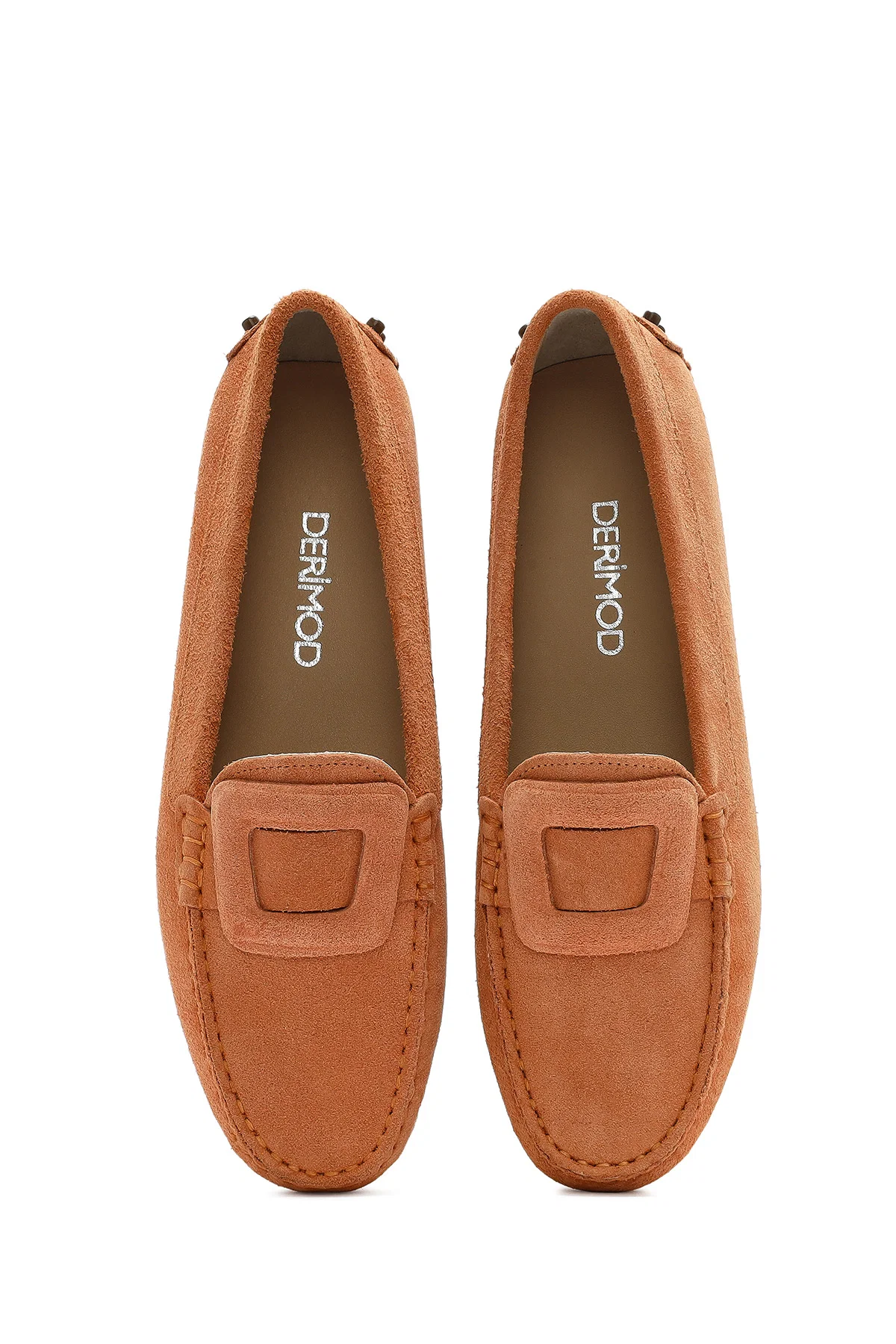 Kadın Turuncu Süet Deri Loafer - Image 6