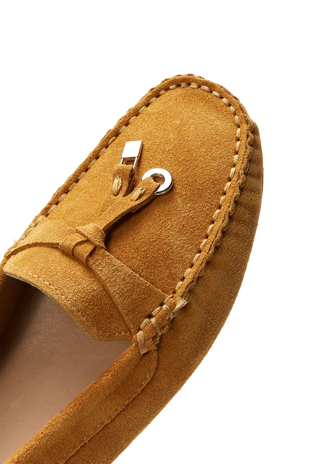 Kadın Turuncu Süet Deri Püsküllü Loafer - Image 7