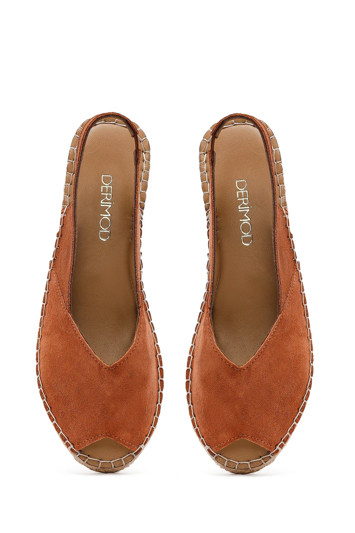 Kadın Turuncu Süet Espadril Sandalet - Image 7