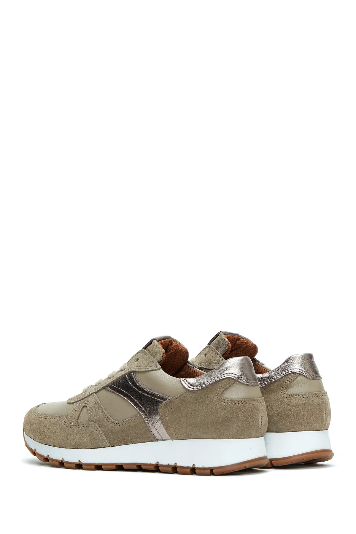 Kadın Vizon Bağcıklı Deri Sneaker - Image 5
