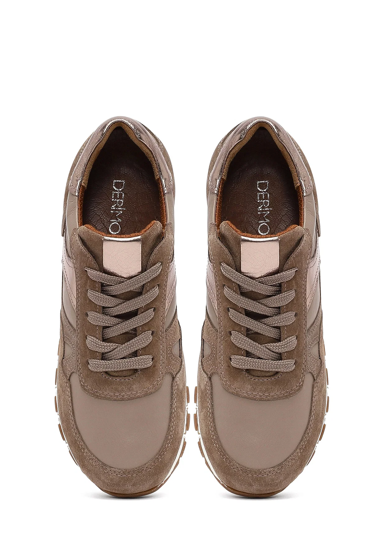 Kadın Vizon Bağcıklı Deri Sneaker - Image 7