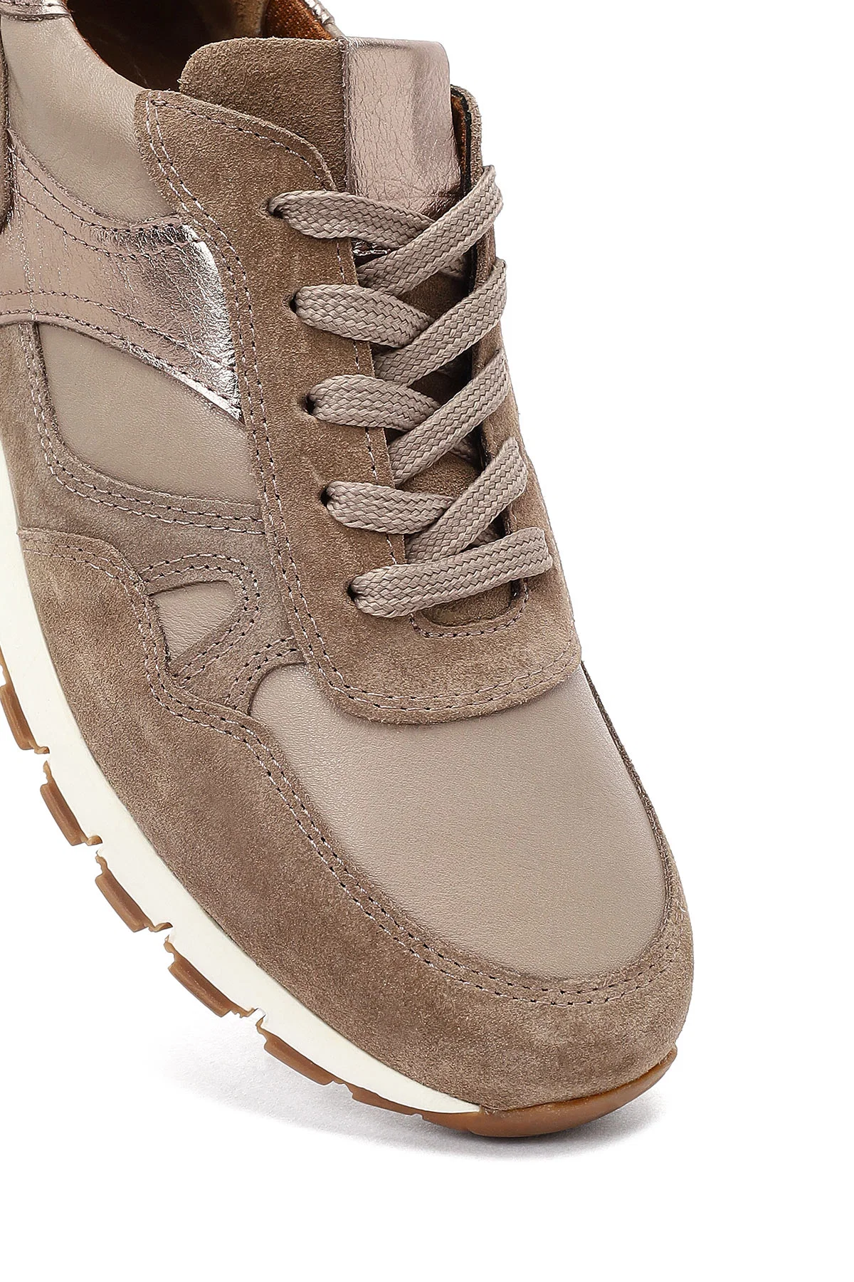 Kadın Vizon Bağcıklı Deri Sneaker - Image 9