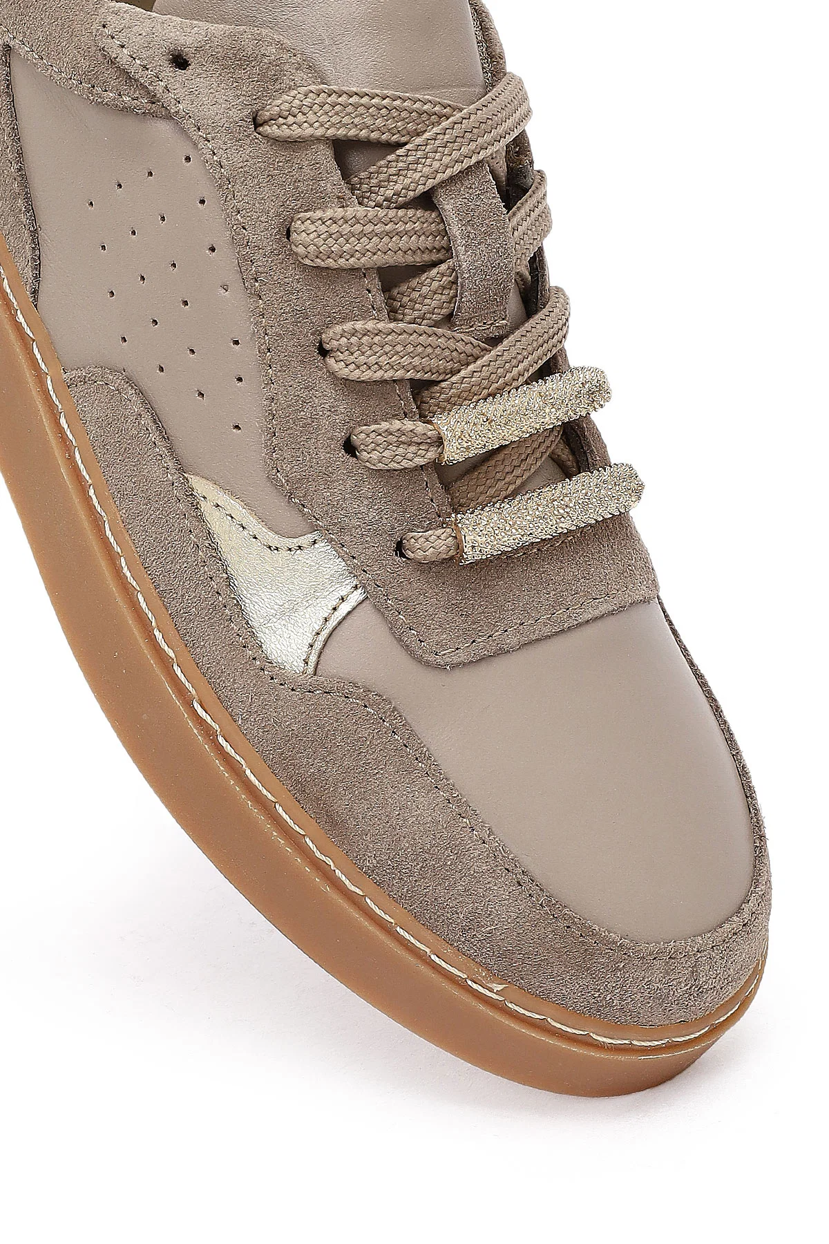 Kadın Vizon Bağcıklı Deri Sneaker - Image 11