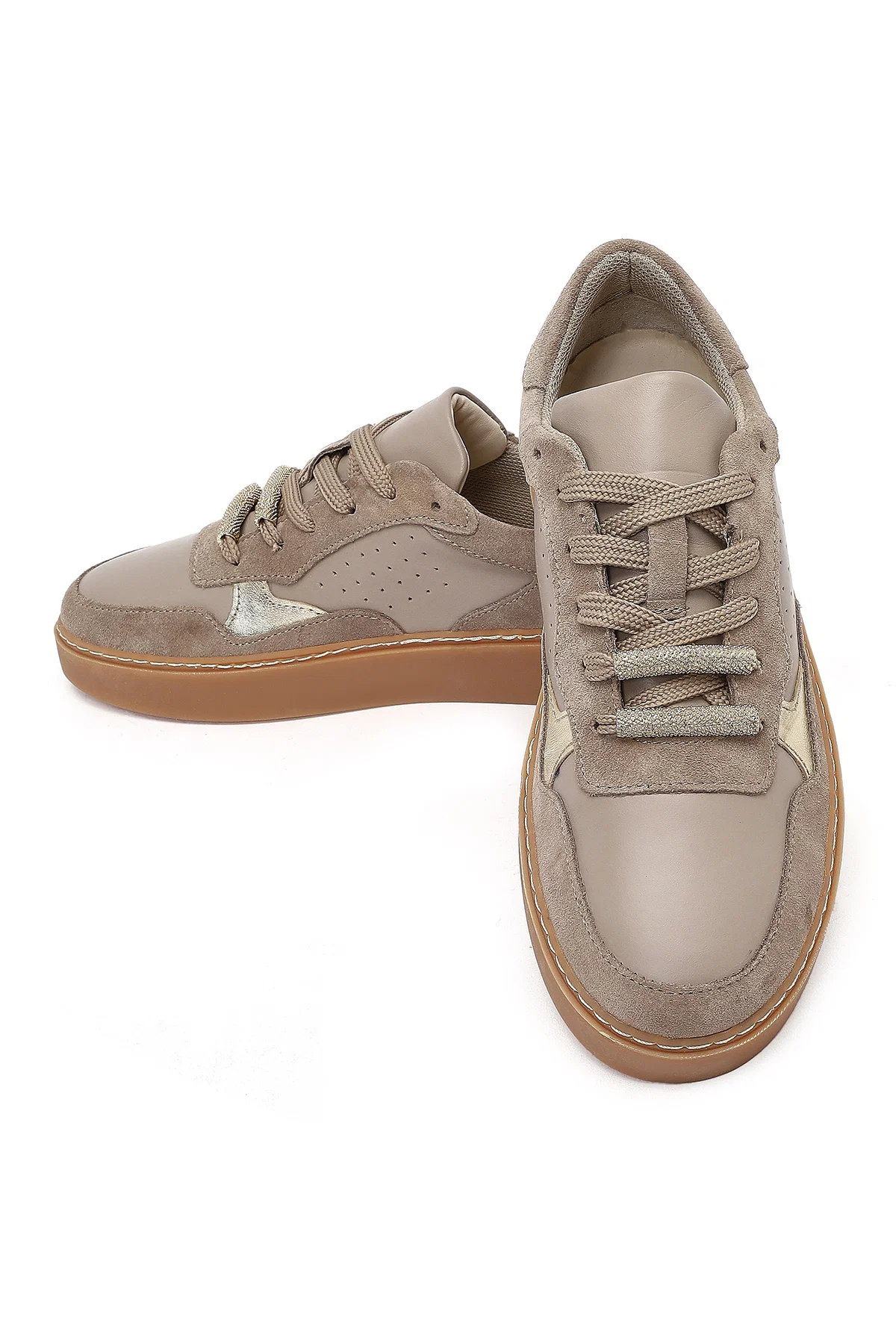 Kadın Vizon Bağcıklı Deri Sneaker - Image 9
