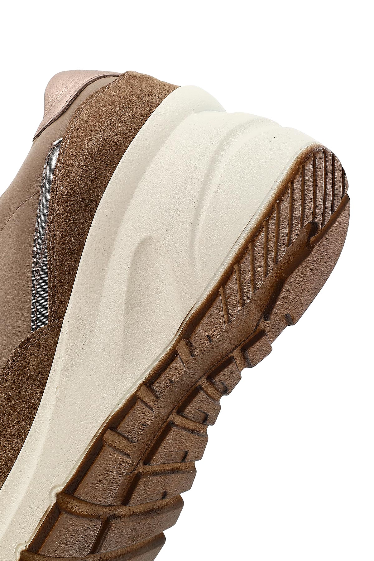 Kadın Vizon Bağcıklı Fermuar Detaylı Dolgu Topuklu Deri Sneaker - Image 10