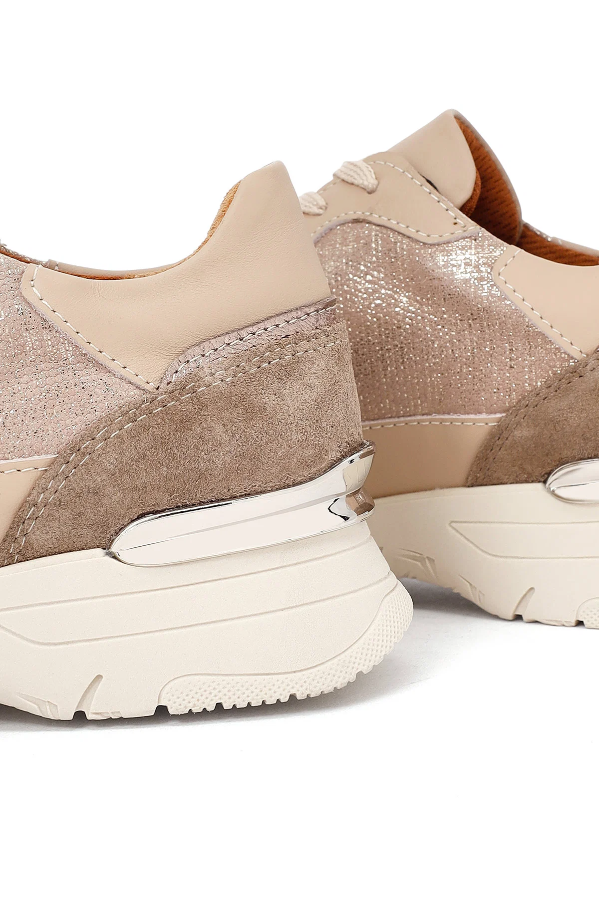 Kadın Vizon Bağcıklı Kalın Tabanlı Deri Sneaker - Image 10