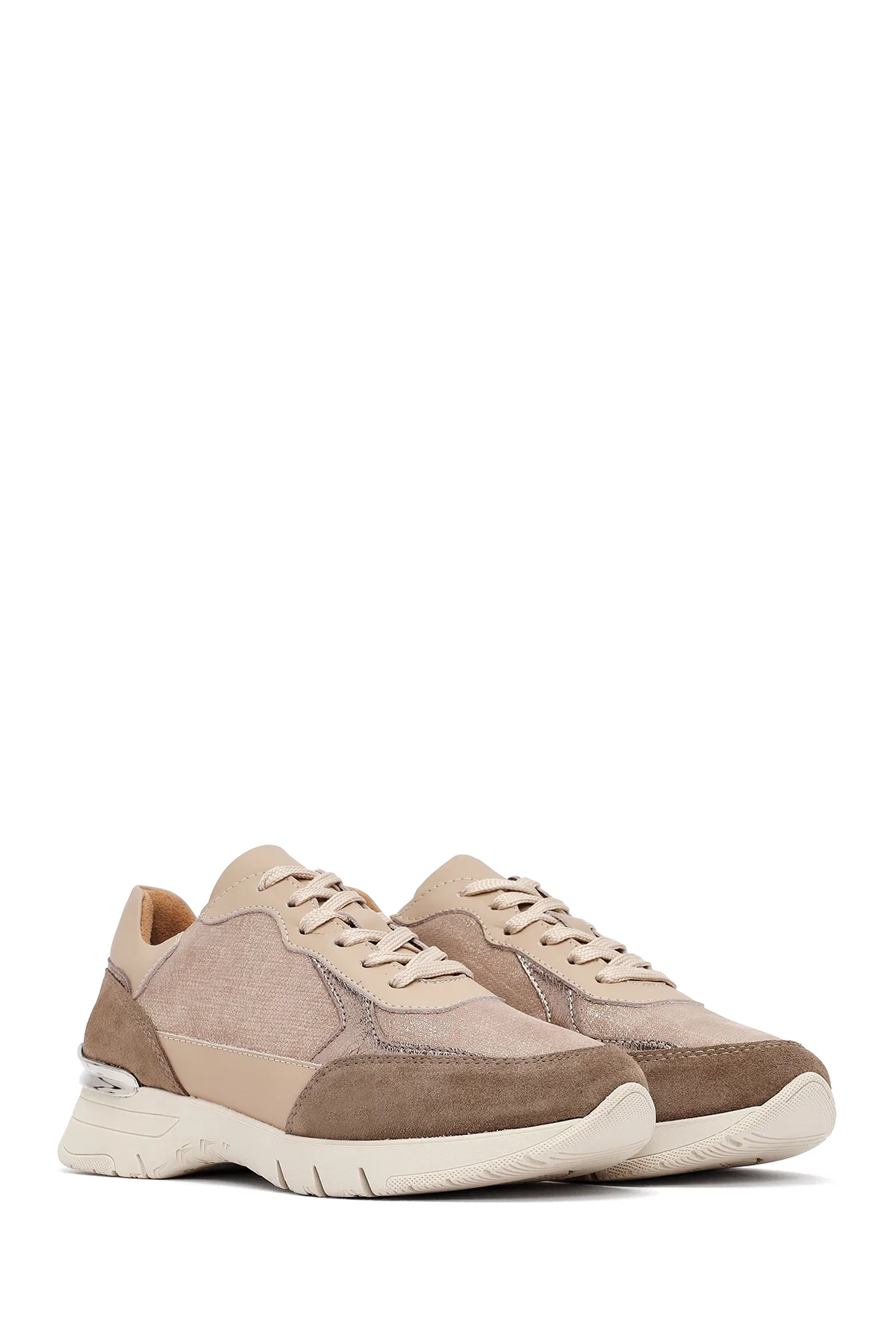 Kadın Vizon Bağcıklı Kalın Tabanlı Deri Sneaker - Image 3