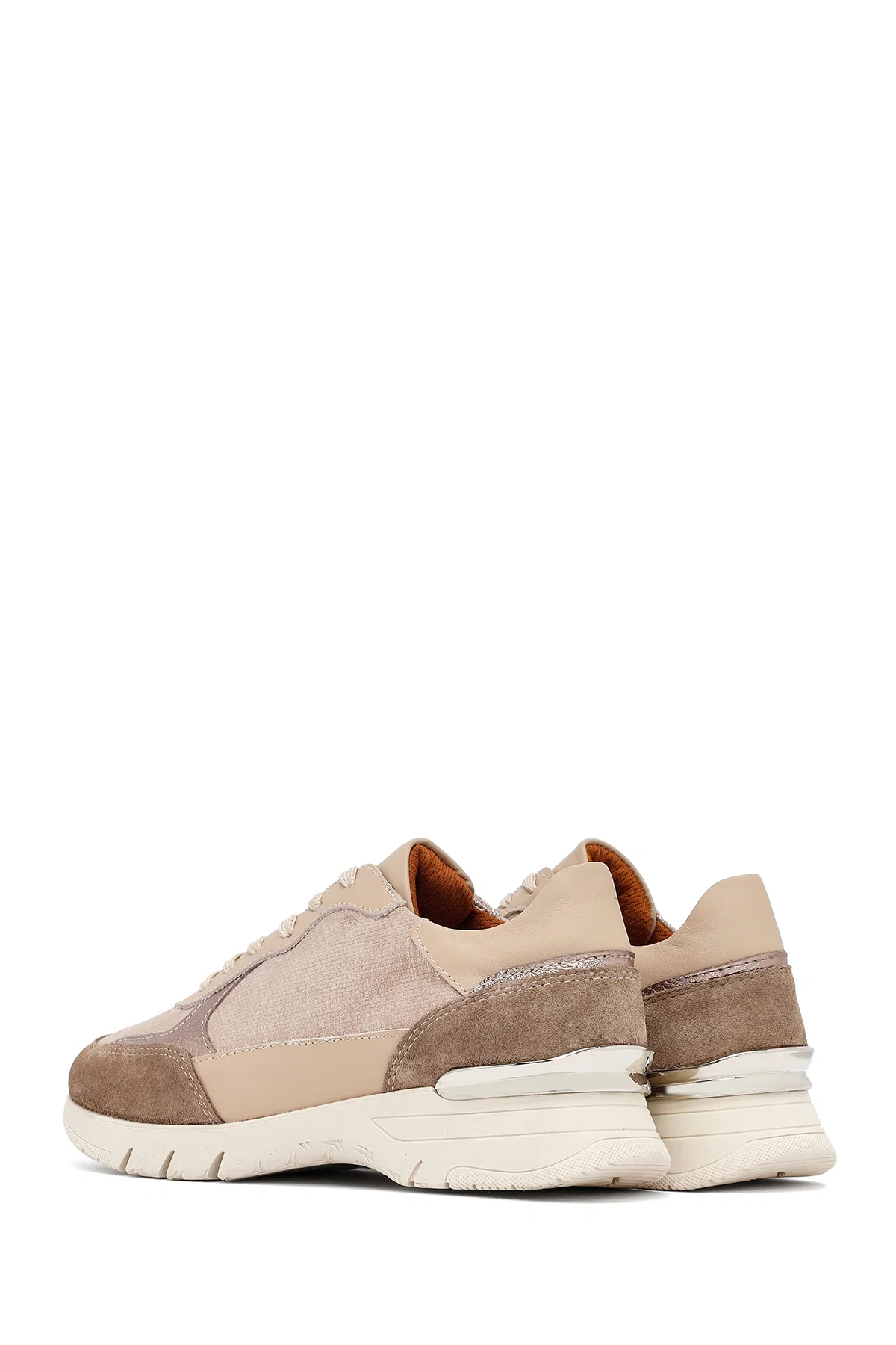 Kadın Vizon Bağcıklı Kalın Tabanlı Deri Sneaker - Image 5