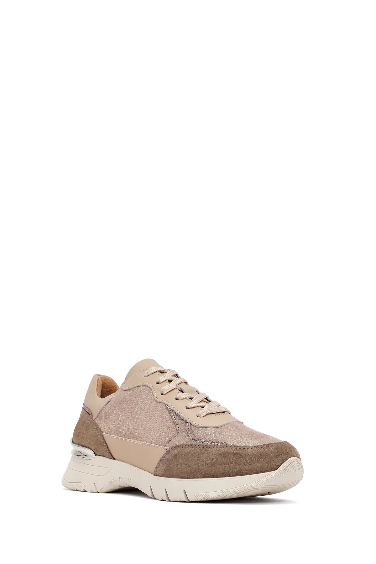 Kadın Vizon Bağcıklı Kalın Tabanlı Deri Sneaker - Image 6