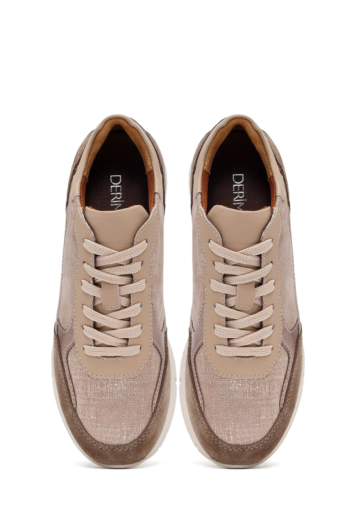 Kadın Vizon Bağcıklı Kalın Tabanlı Deri Sneaker - Image 7