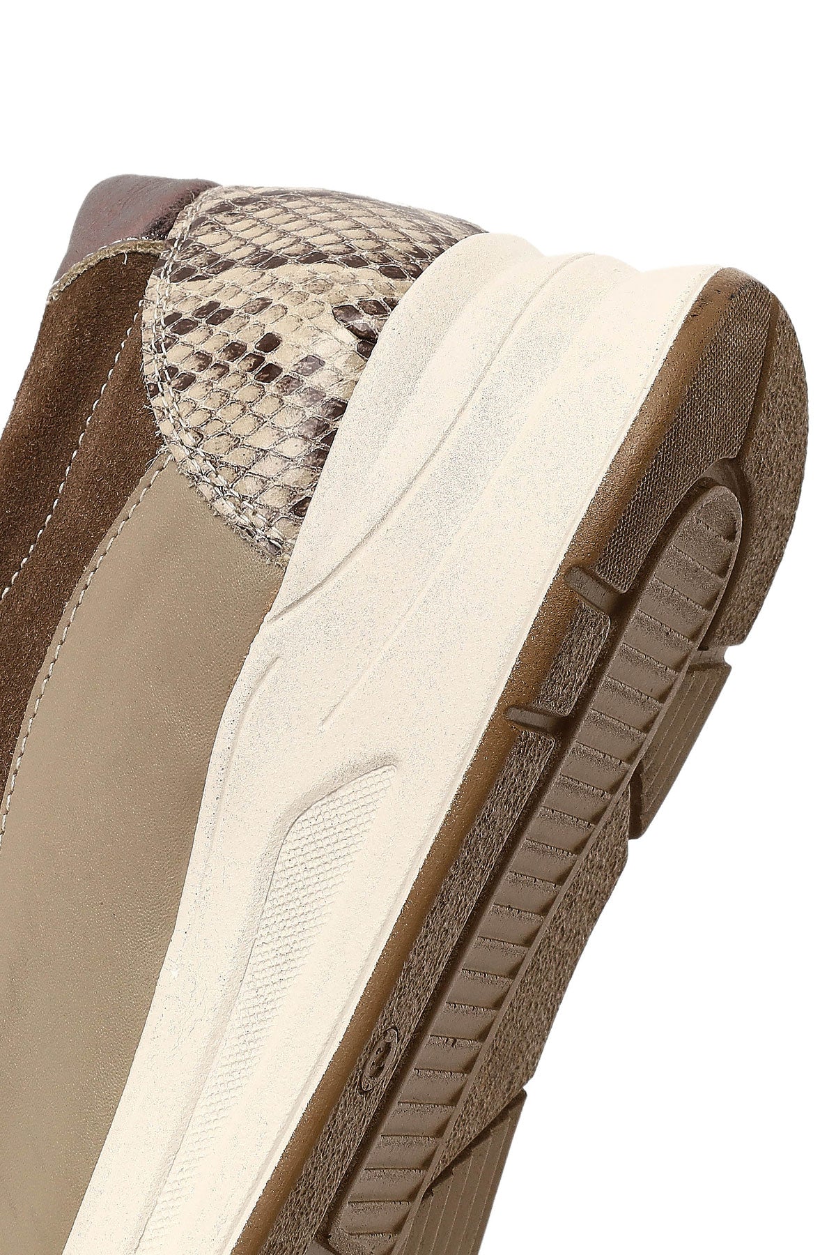 Kadın Vizon Bağcıklı Kalın Tabanlı Deri Sneaker - Image 8