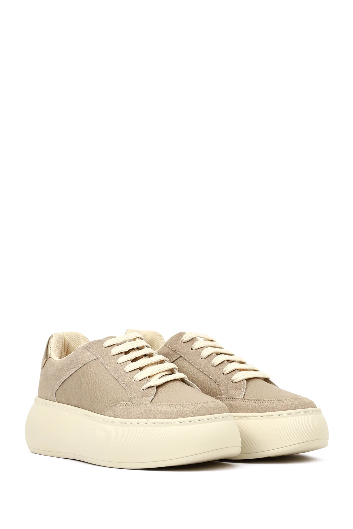 Kadın Vizon Bağcıklı Kalın Tabanlı Sneaker - Image 3