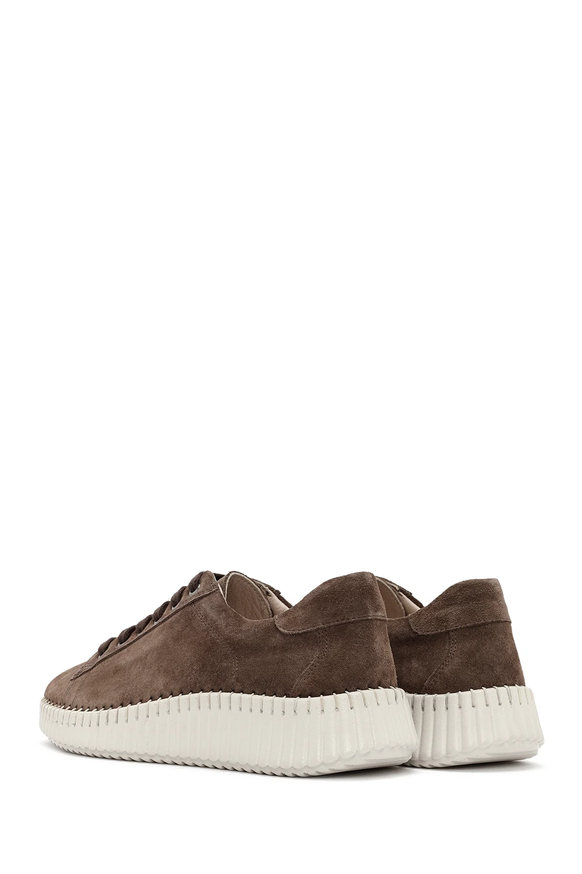 Kadın Vizon Bağcıklı Kalın Tabanlı Süet Deri Sneaker - Image 5