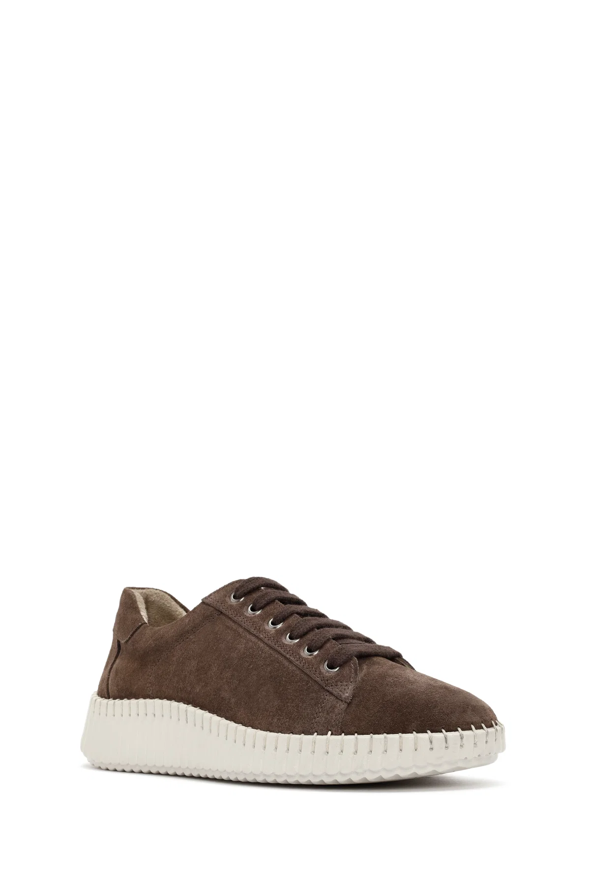 Kadın Vizon Bağcıklı Kalın Tabanlı Süet Deri Sneaker - Image 6