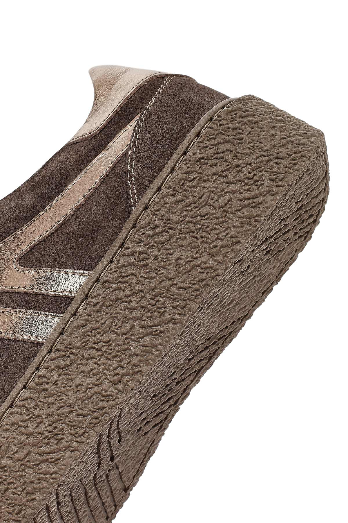 Kadın Vizon Bağcıklı Kalın Tabanlı Süet Deri Sneaker - Image 9
