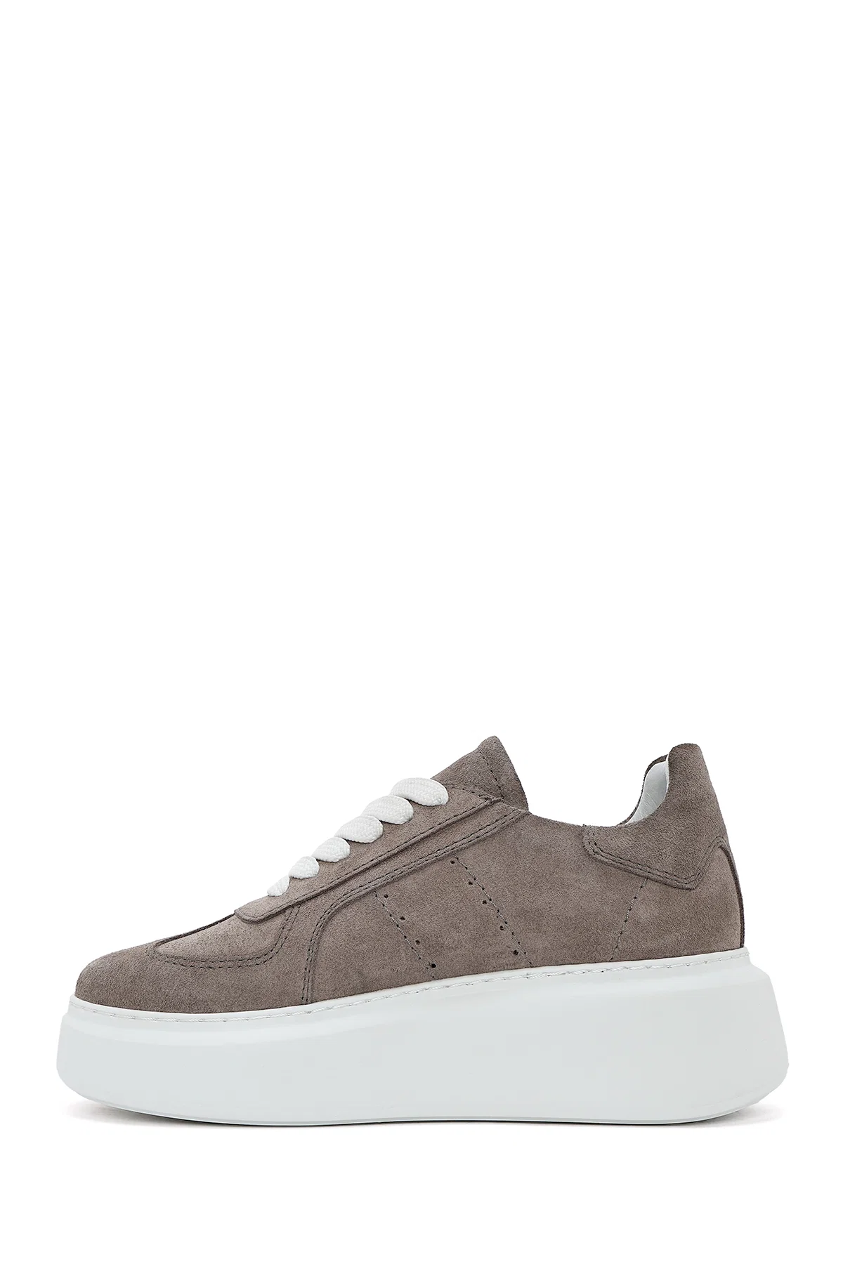 Kadın Vizon Bağcıklı Kalın Tabanlı Süet Deri Sneaker - Image 2