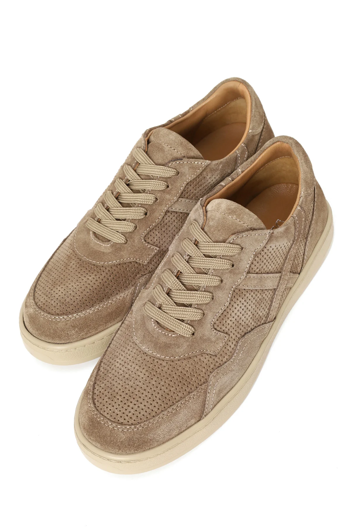 Kadın Vizon Bağcıklı Kalın Tabanlı Süet Deri Sneaker - Image 10