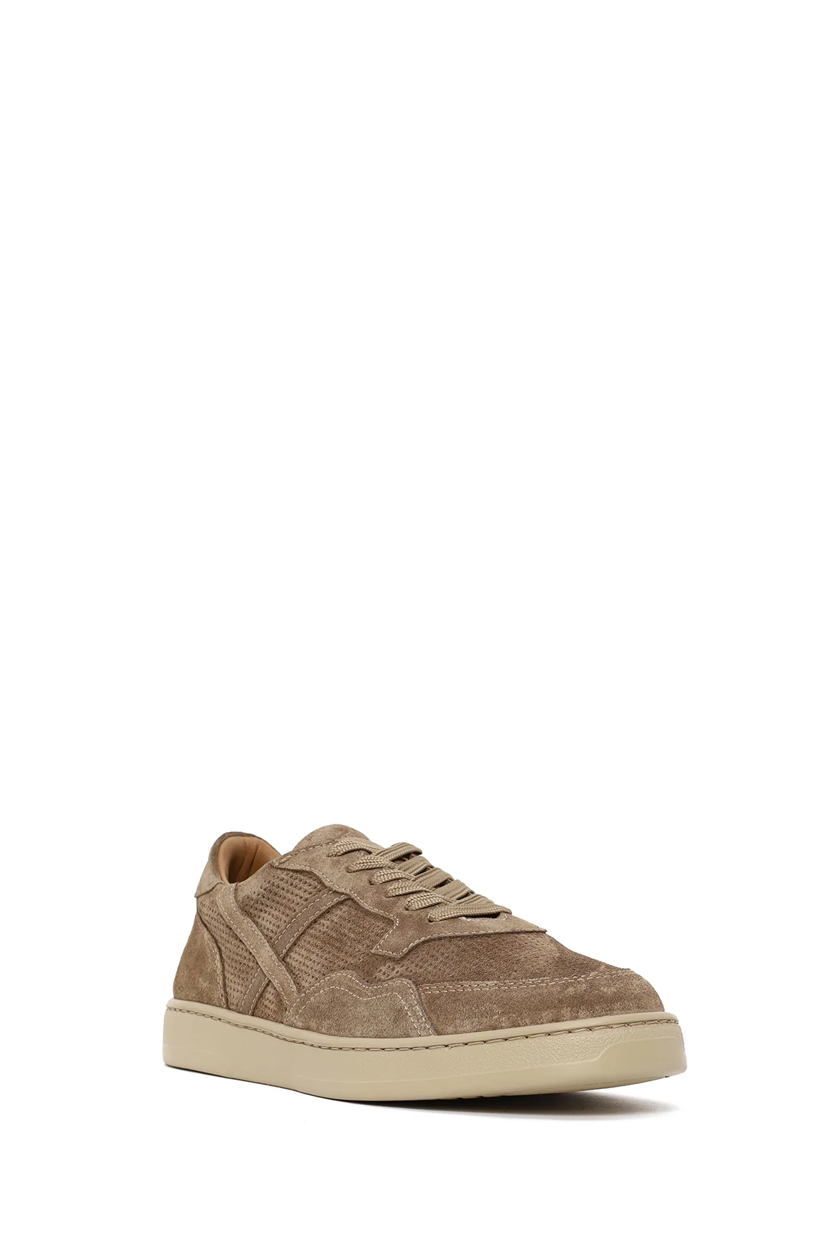 Kadın Vizon Bağcıklı Kalın Tabanlı Süet Deri Sneaker - Image 7