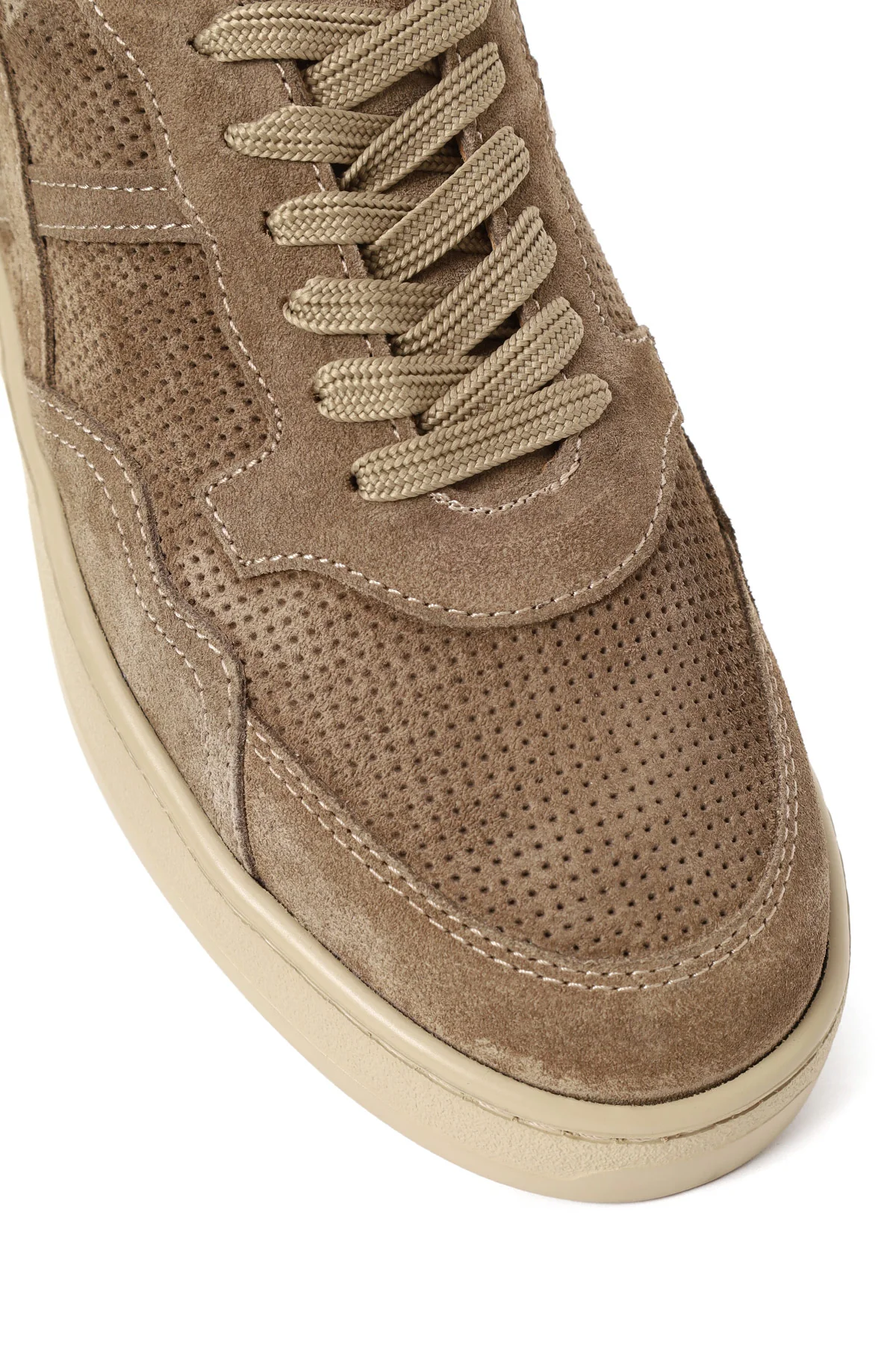 Kadın Vizon Bağcıklı Kalın Tabanlı Süet Deri Sneaker - Image 9