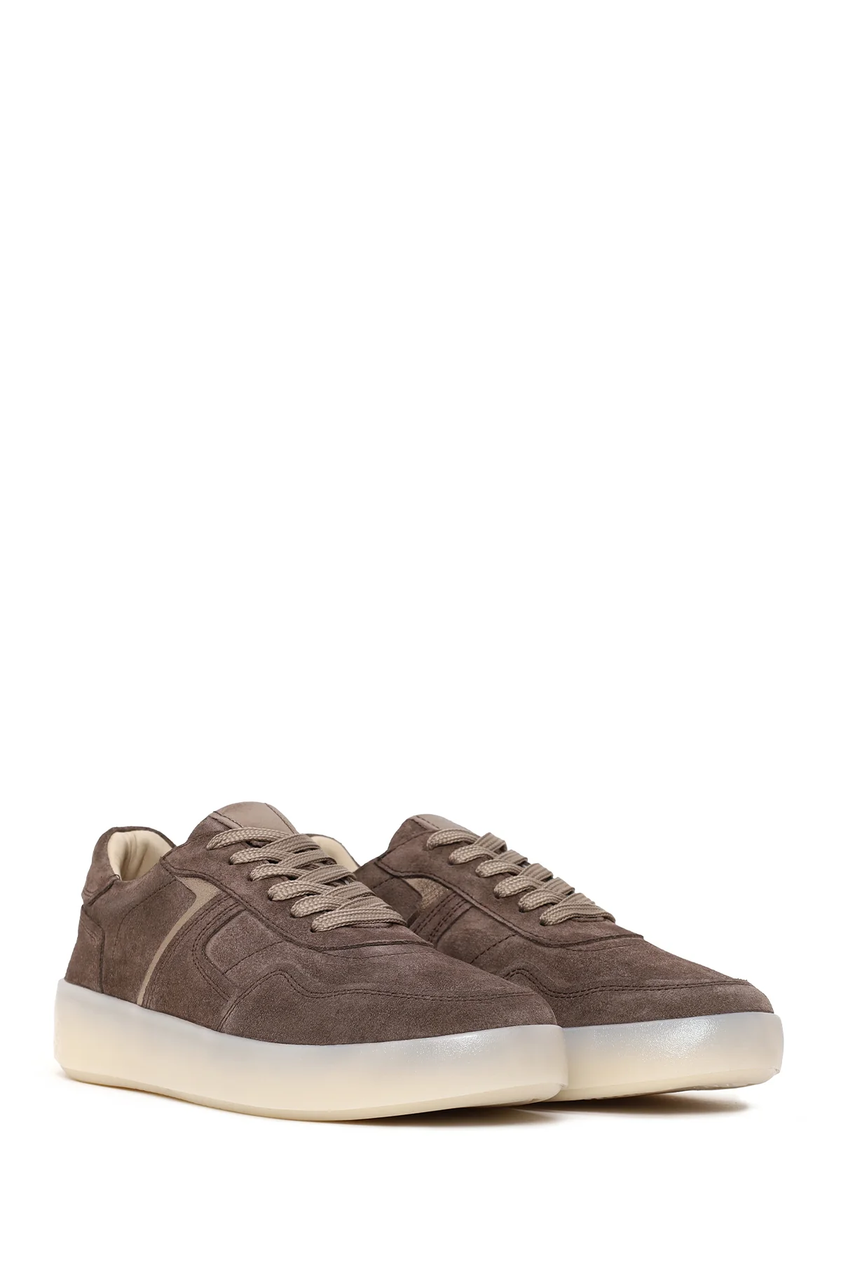 Kadın Vizon Bağcıklı Kalın Tabanlı Süet Deri Sneaker - Image 2