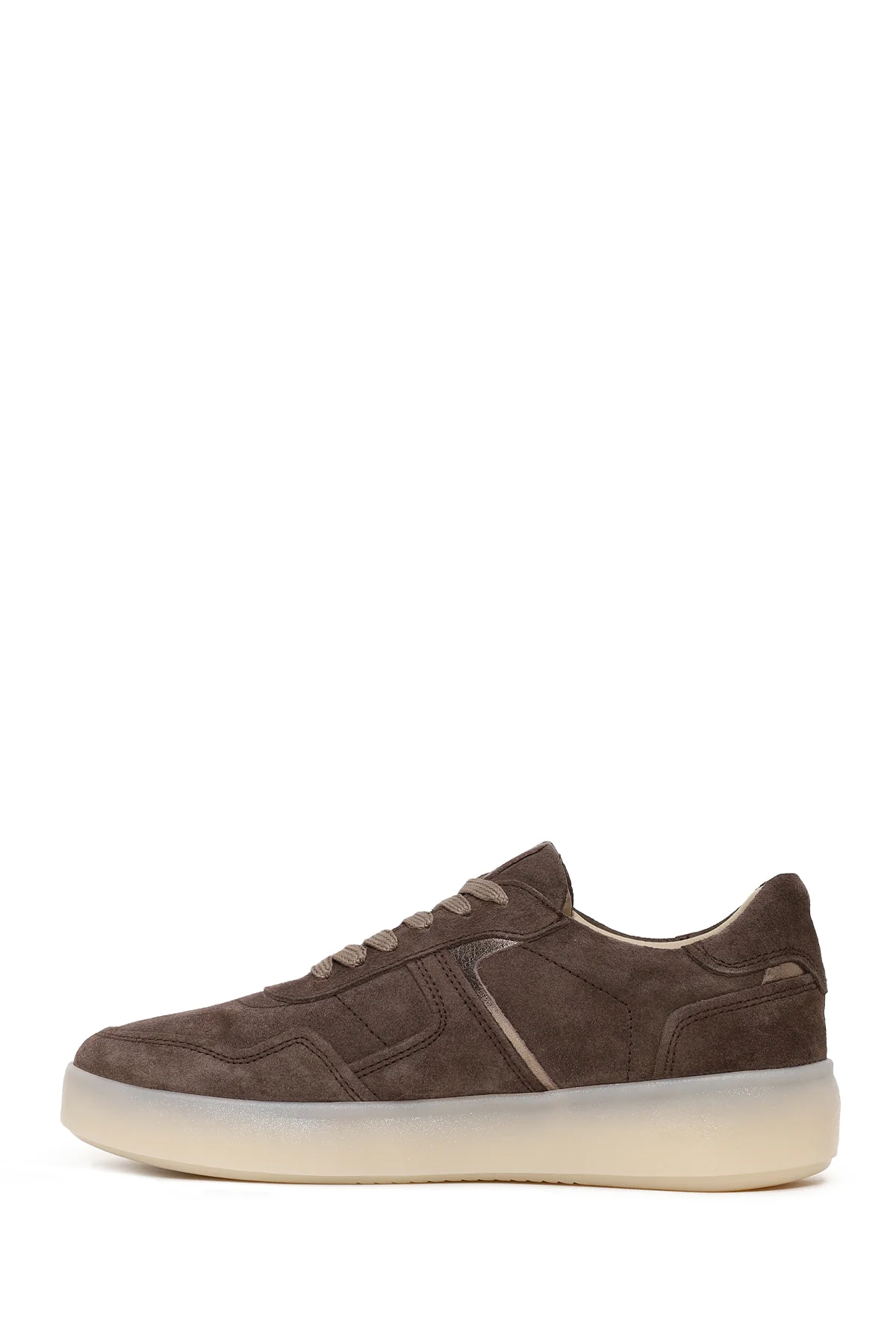 Kadın Vizon Bağcıklı Kalın Tabanlı Süet Deri Sneaker - Image 3